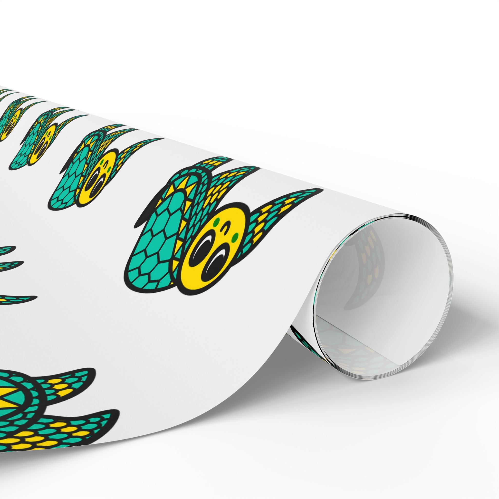 Hand-Drawn Green Turtle Pattern Wrapping Paper | Cute Turtle Repeat Print