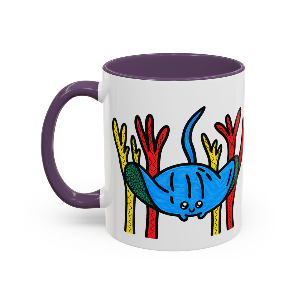 Hand-Drawn Blue Stingray Illustration Mug | Accent Coffee Mug (11, 15oz)