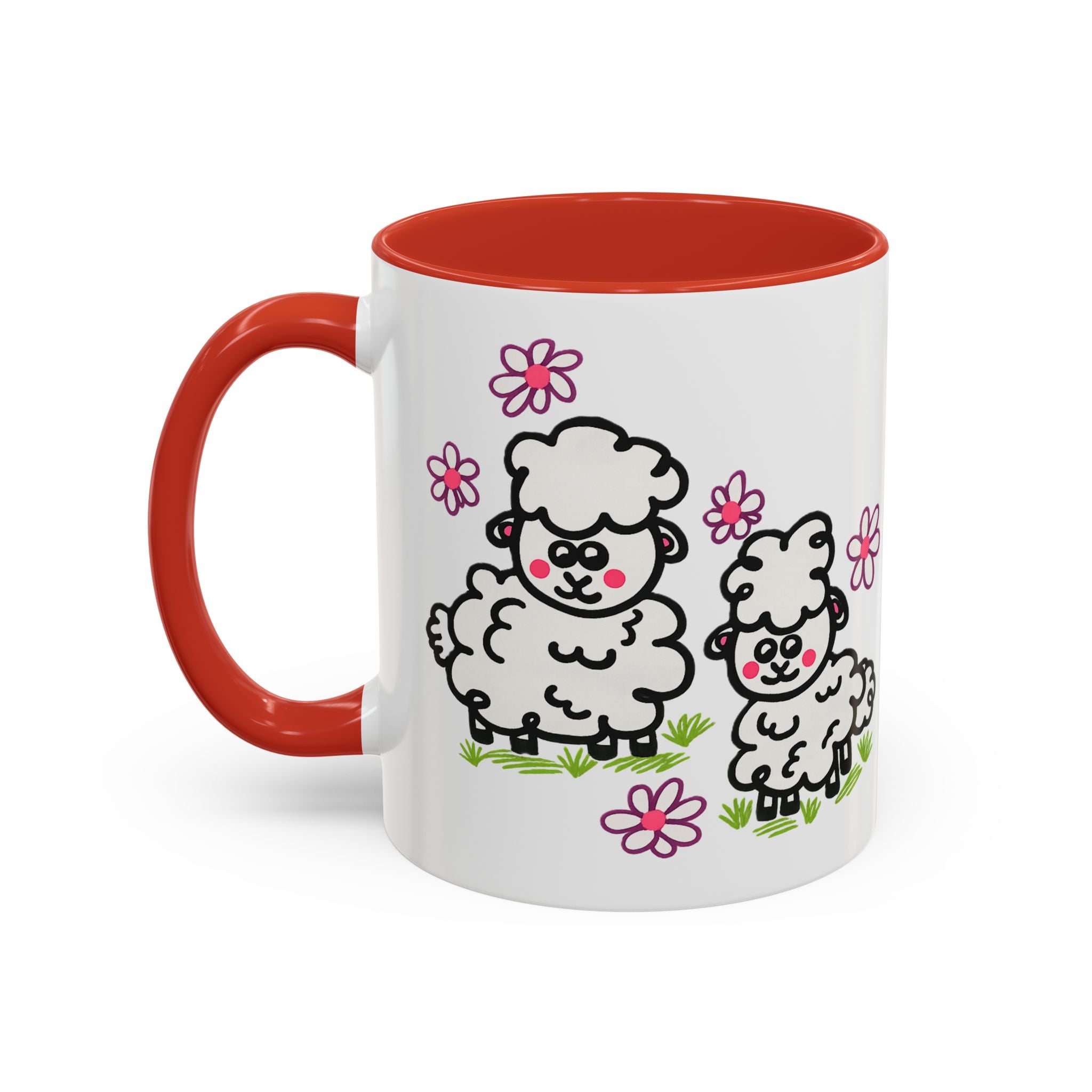 Hand-Drawn Cute Cartoon Sheep Pattern Mug | Accent Coffee Mug