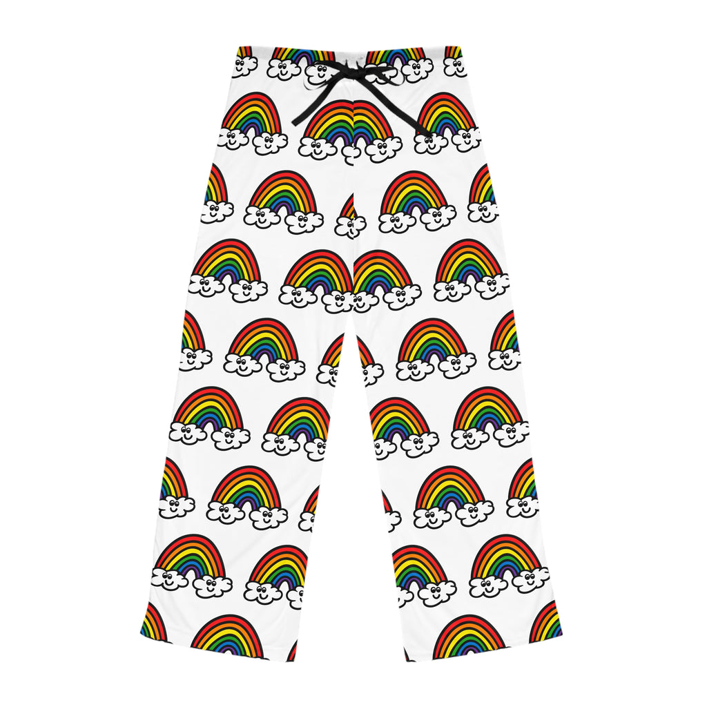 Hand-Drawn Rainbow Clouds Pajama Pants | Rainbow Print Sleepwear