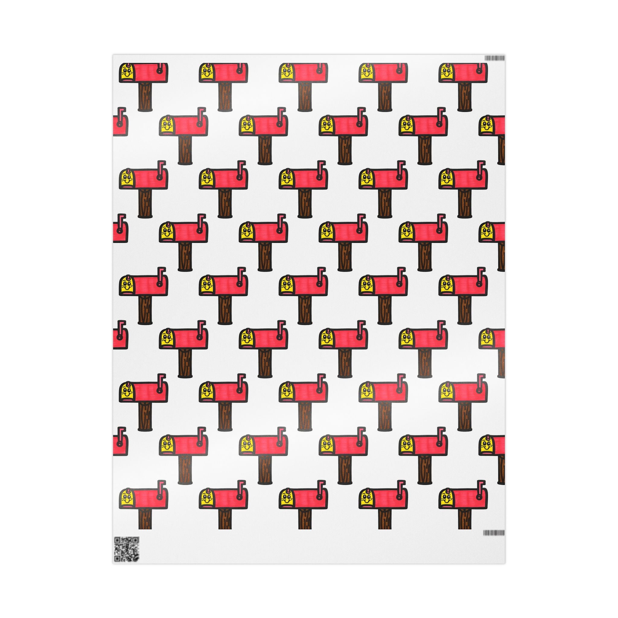 Hand-Drawn Pink Mailbox Wrapping Paper | Patterned Gift Wrap Roll