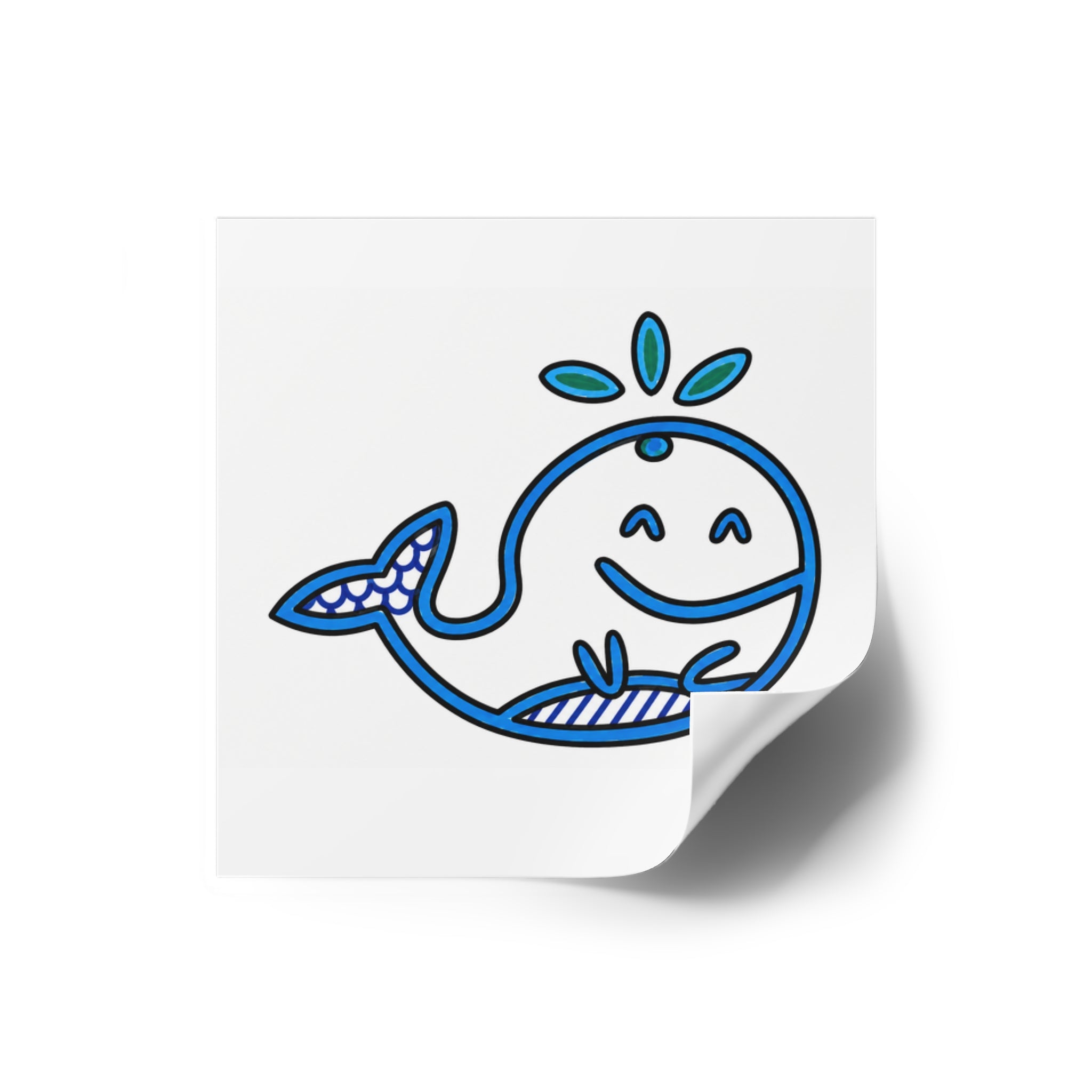 Cute Whale Sticker, Hand Drawn Ocean Vinyl Sticker, Whimsical Coastal Whale Decal, Cute Sea Life Sticker