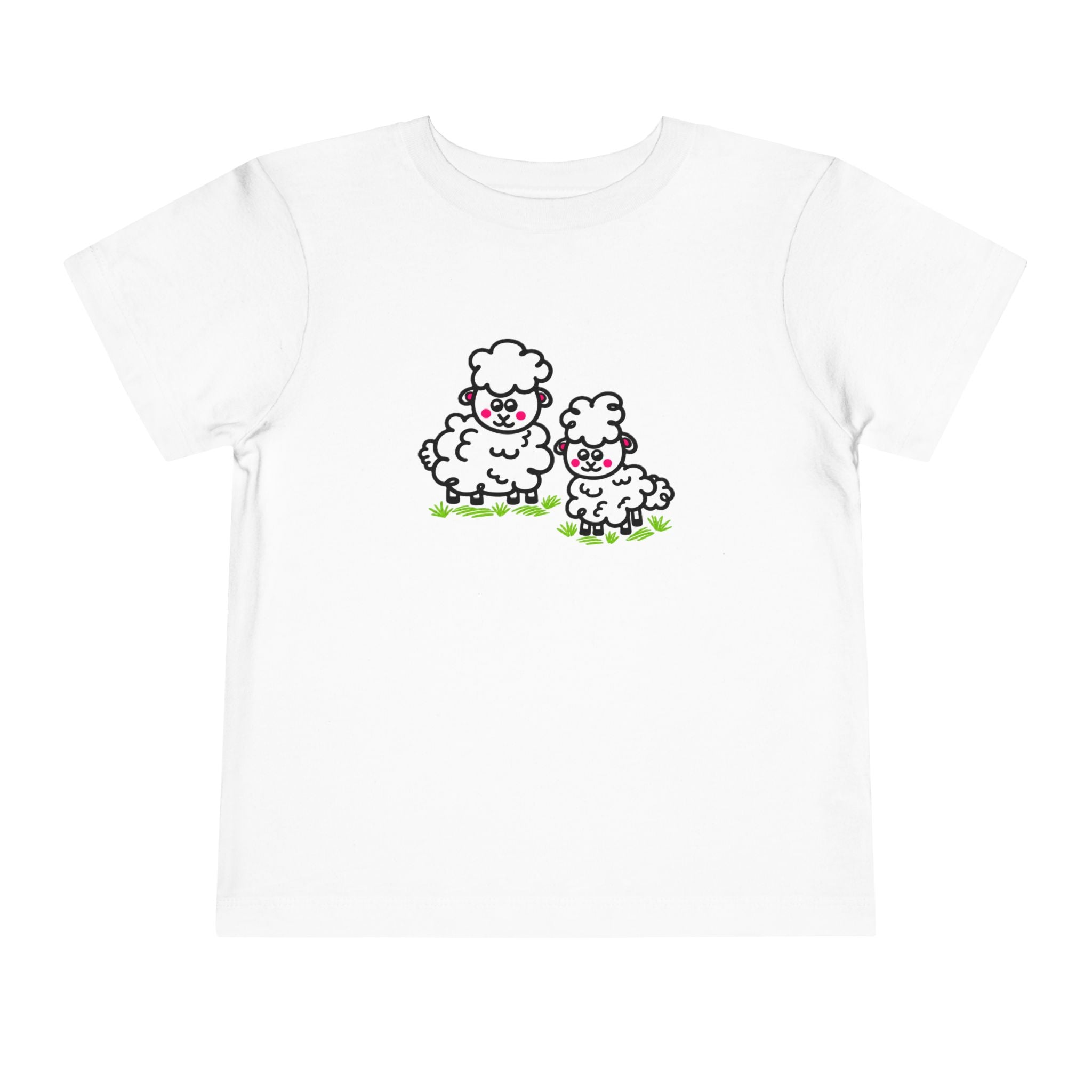 Hand-Drawn Mama and Baby Sheep Toddler Tee | Cute Lambs, Pastel Farm Animals