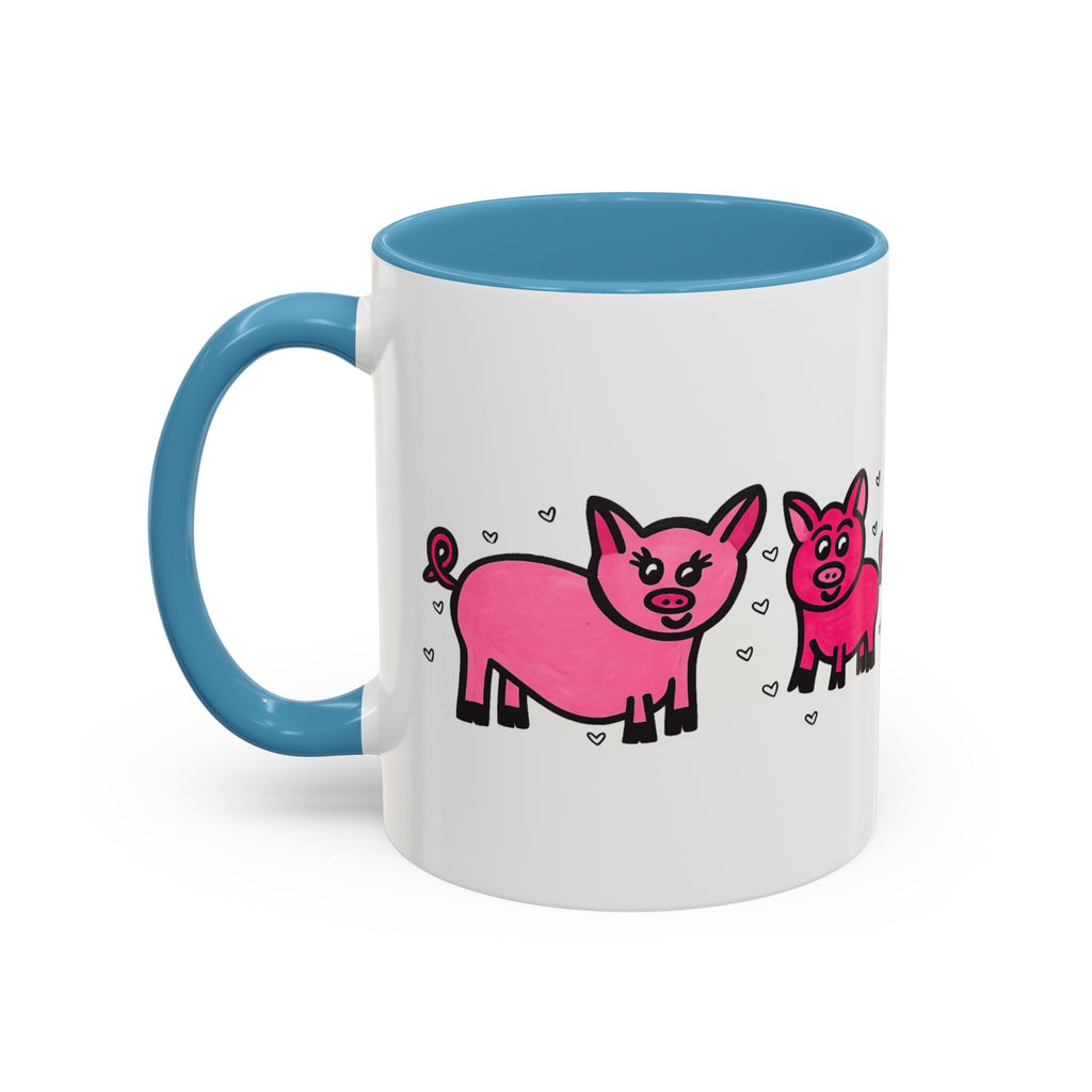 Hand-Drawn Pink Pig Pattern Mug | Accent Coffee Mug 11oz 15oz