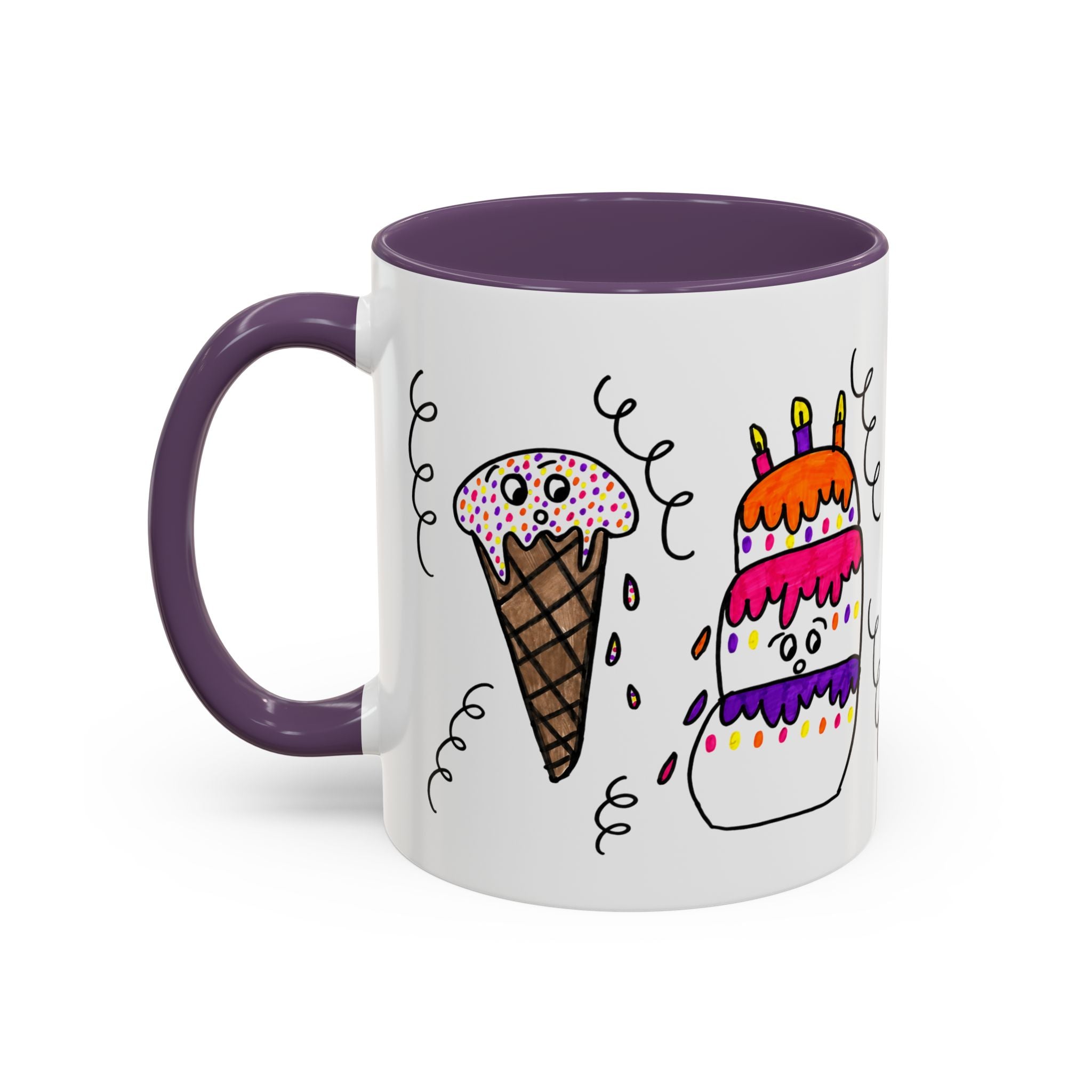 Hand-Drawn Cute Doodle Ice Cream & Cake Mug | Accent Coffee Mug