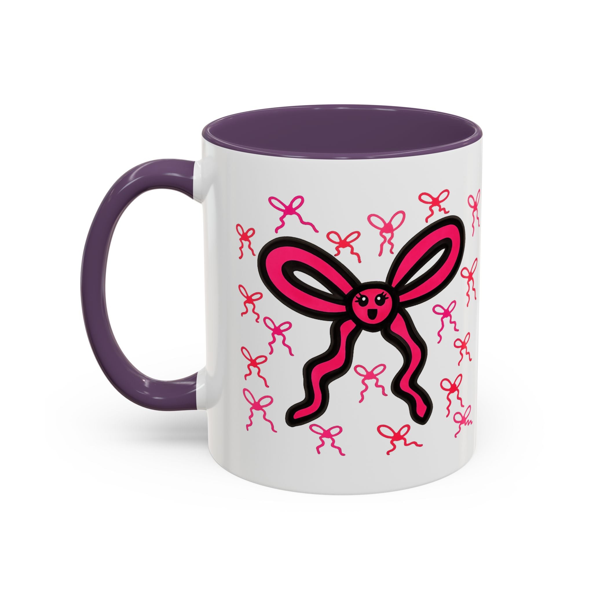 Hand-Drawn Pink Bow Bunny Mug | Accent Coffee Mug