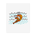 Hand-Drawn Cartoon Shrimp Illustration Poster | Rolled Poster, Beach Nautical Wall Art