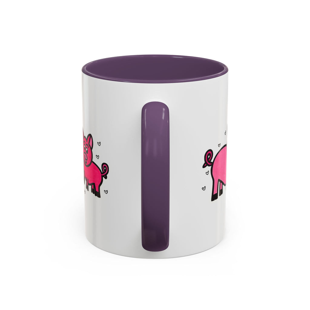 Hand-Drawn Pink Pig Pattern Mug | Accent Coffee Mug 11oz 15oz