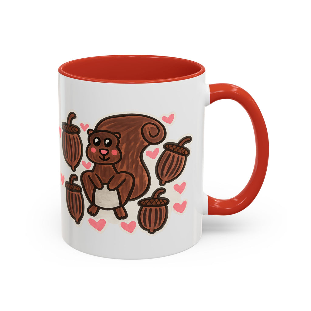 Hand-Drawn Cute Squirrel with Acorns Mug | Accent Coffee Mug