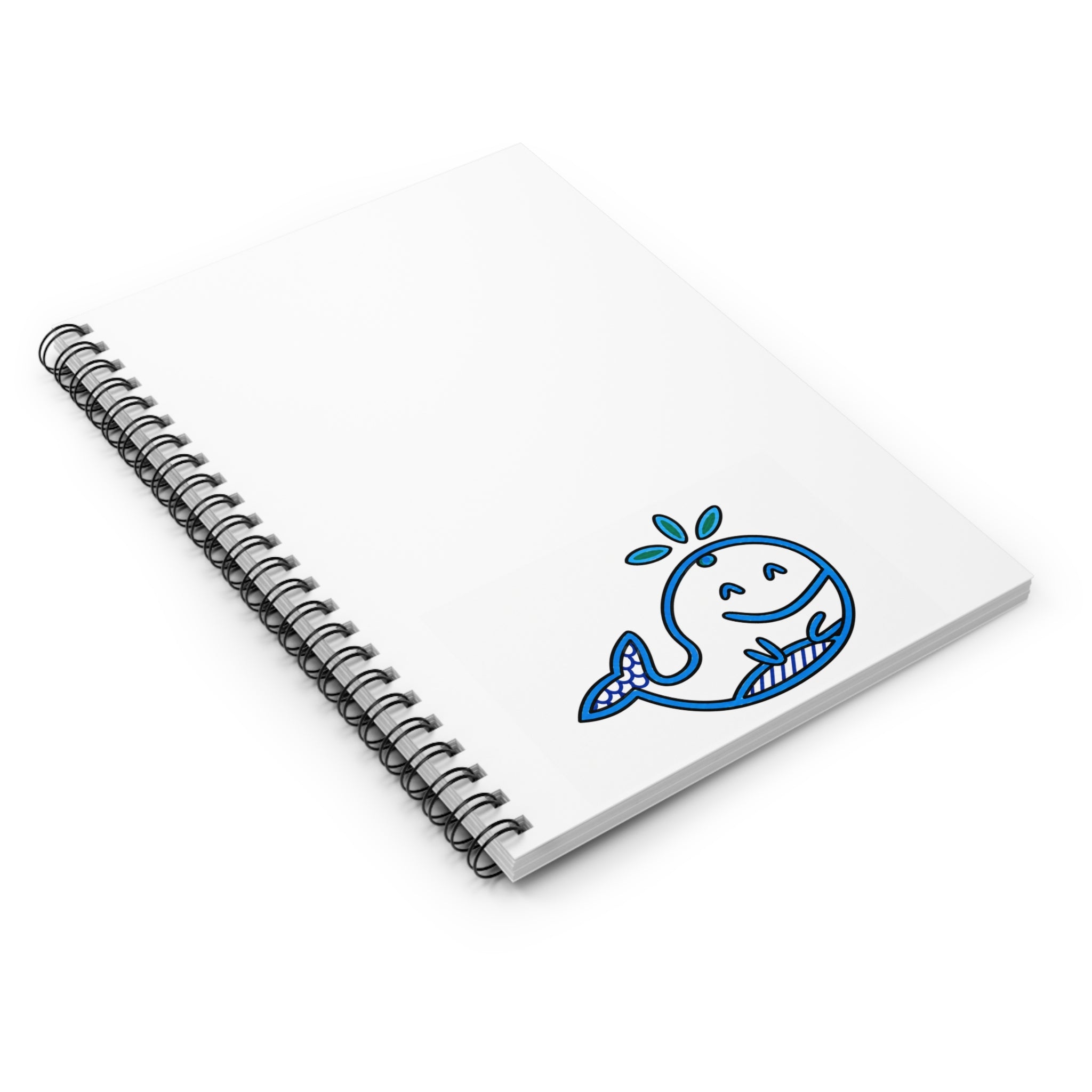 Hand-Drawn Smiling Blue Whale Spiral Notebook | Ruled Journal
