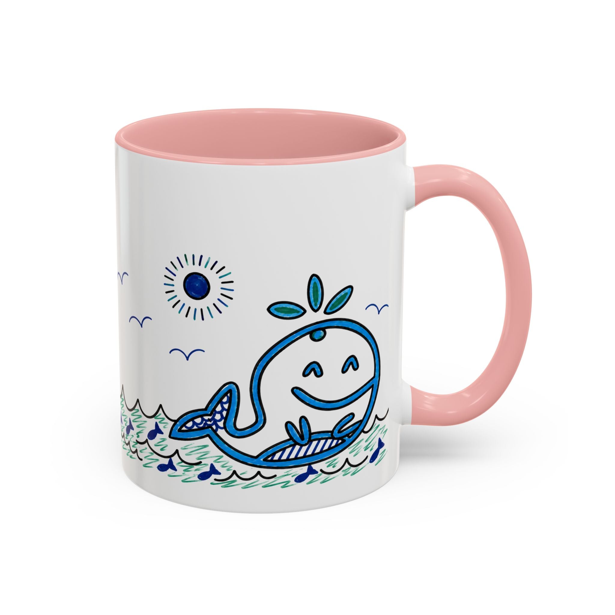 Hand-Drawn Smiling Whale Ocean Mug | Accent Coffee Mug 11oz 15oz