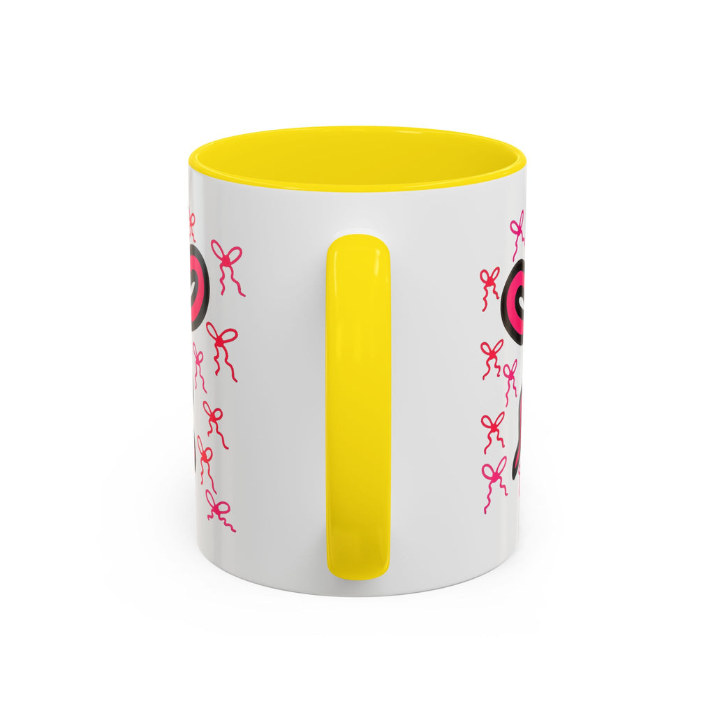 Hand-Drawn Pink Bow Bunny Mug | Accent Coffee Mug