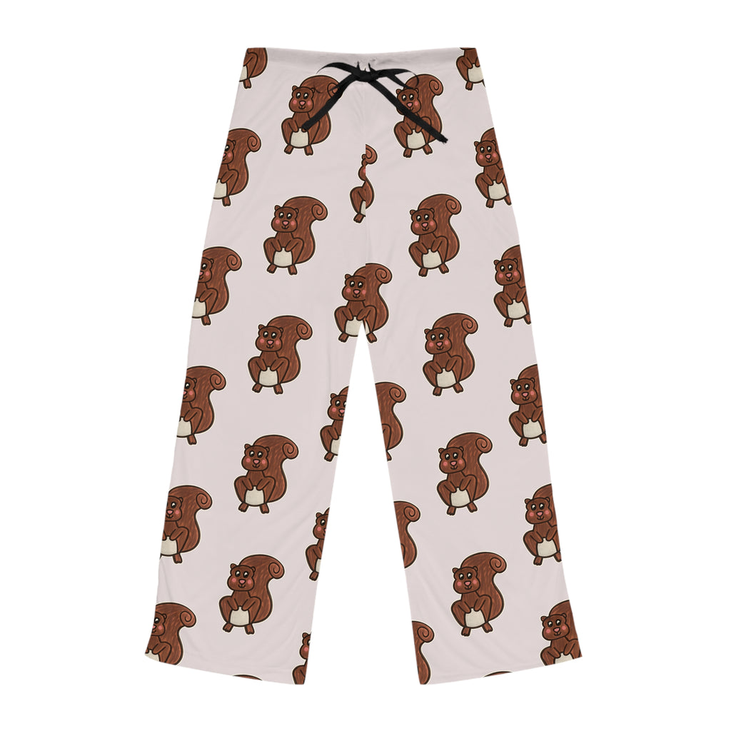Hand-Drawn Cartoon Squirrel Pattern Pajama Pants | All-Over Print