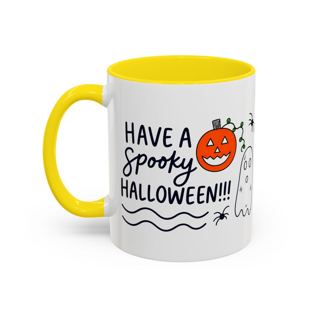 Hand-Drawn Spooky Halloween spiders ghost pumpkin Mug | Accent Coffee Mug 11oz 15oz