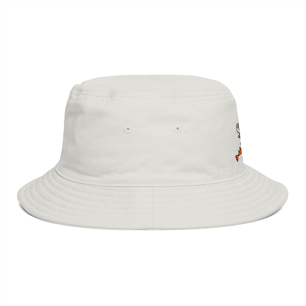 Hand-Drawn Cute Orange Shrimp Illustration Bucket Hat | Cartoon Seafood Beach Accessory