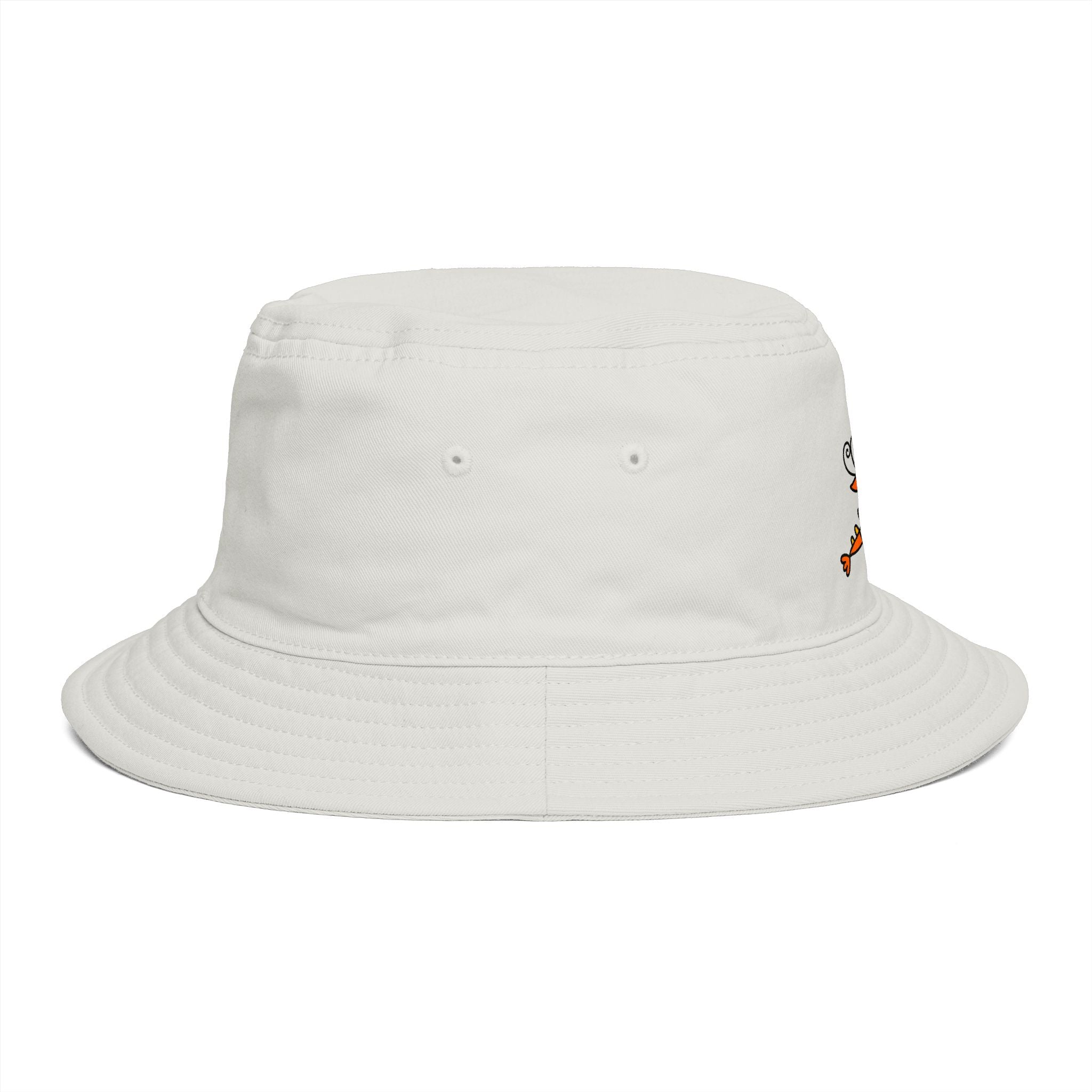 Hand-Drawn Cute Orange Shrimp Illustration Bucket Hat | Cartoon Seafood Beach Accessory