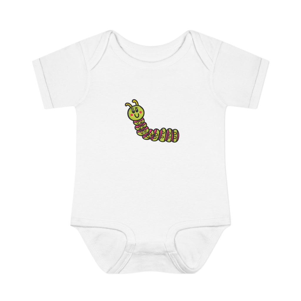 Hand-Drawn Cute Smiling Caterpillar Infant Bodysuit | Baby Onesie