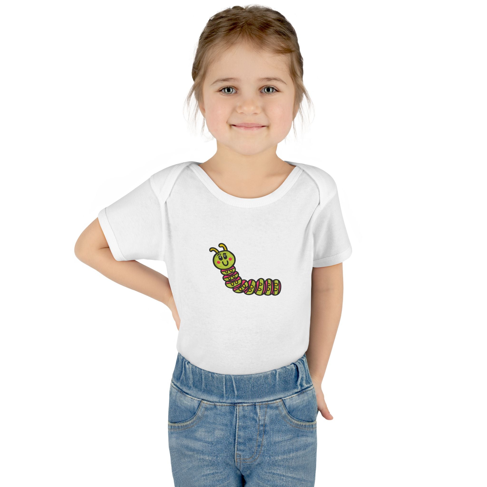 Hand-Drawn Cute Smiling Caterpillar Infant Bodysuit | Baby Onesie