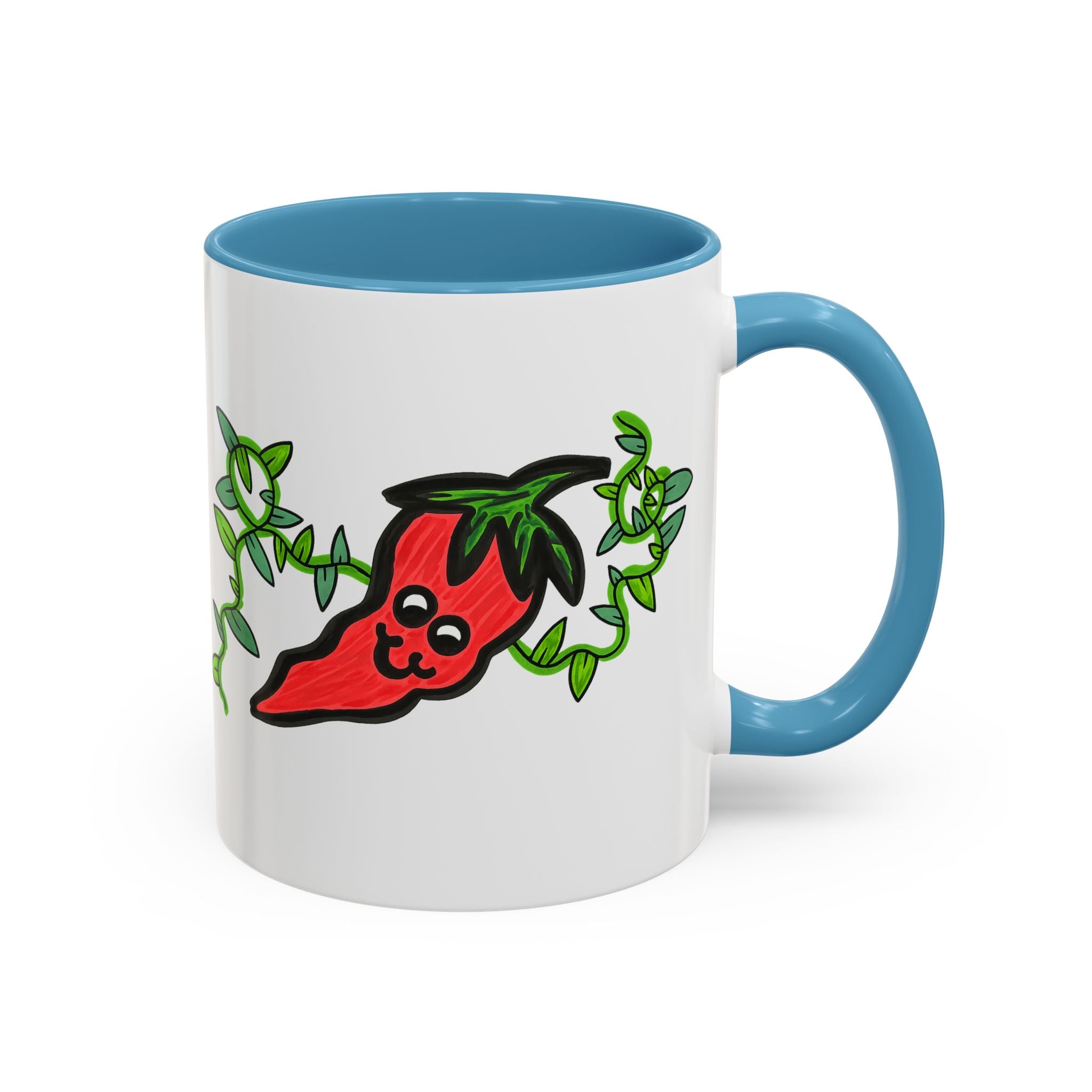 Hand-Drawn Cute Chili Pepper Vine Coffee Mug | Hot Veggie Accent Mug