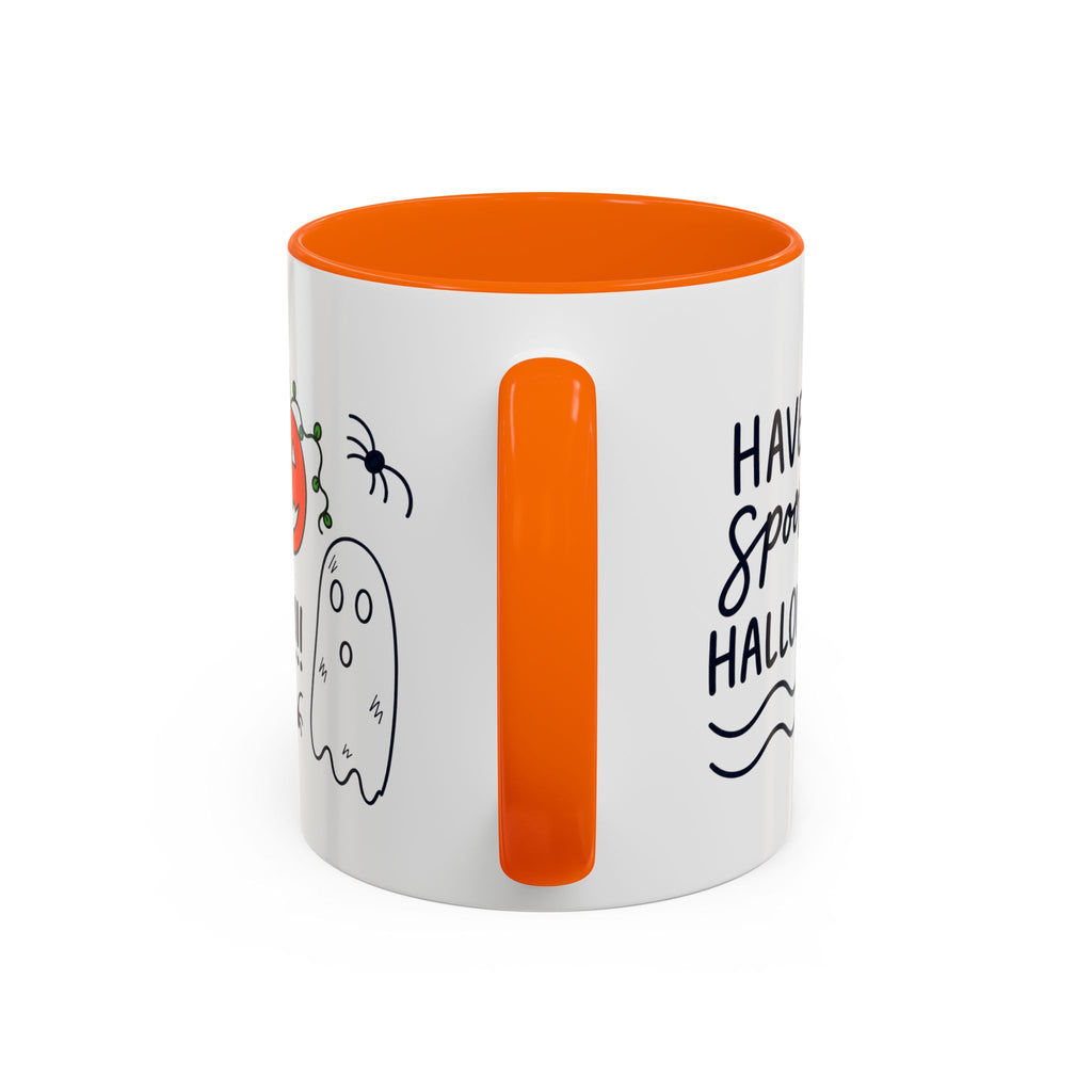 Hand-Drawn Spooky Halloween spiders ghost pumpkin Mug | Accent Coffee Mug 11oz 15oz