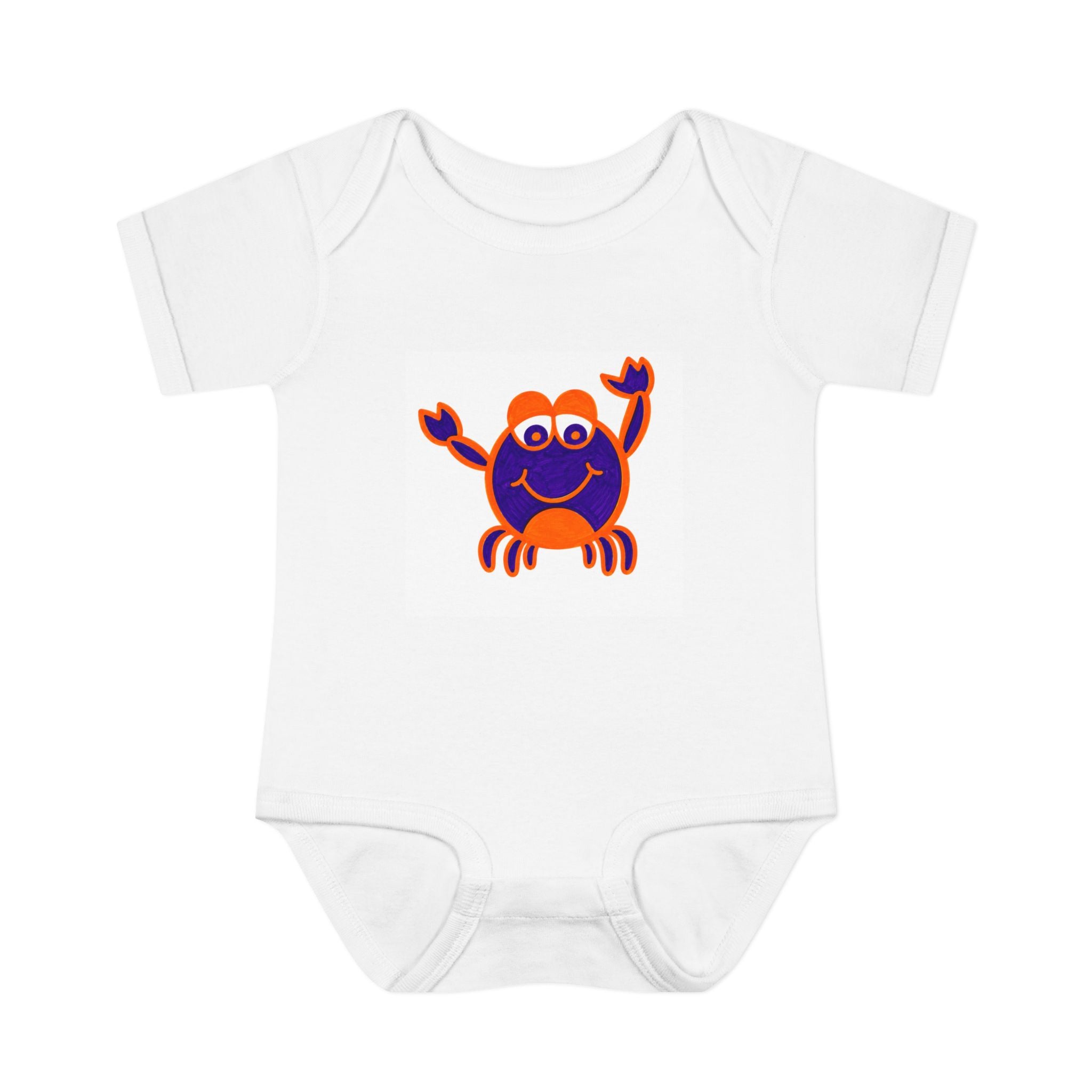 Hand-Drawn Smiling Crab Infant Bodysuit | Cute Ocean Baby Onesie