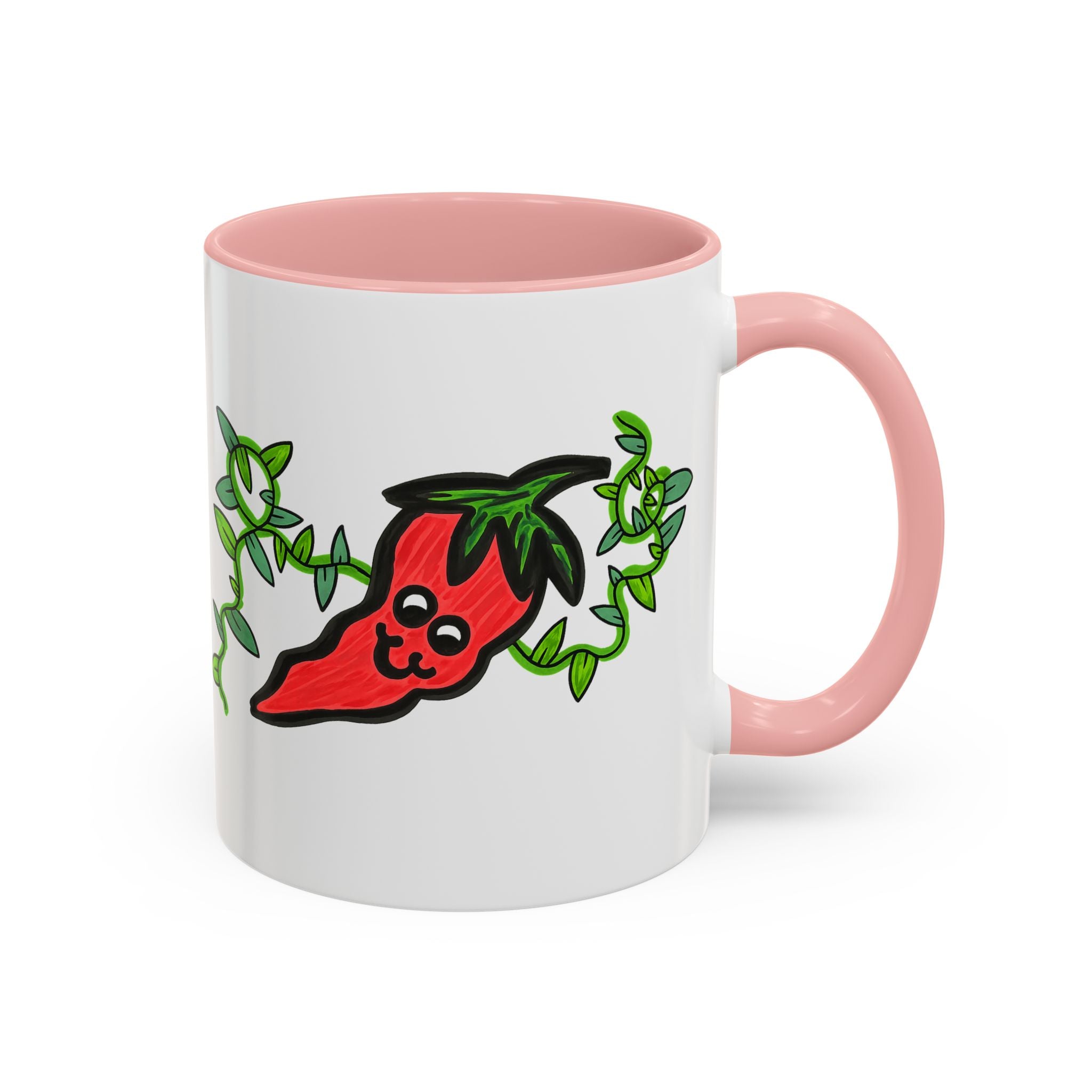 Hand-Drawn Cute Chili Pepper Vine Coffee Mug | Hot Veggie Accent Mug