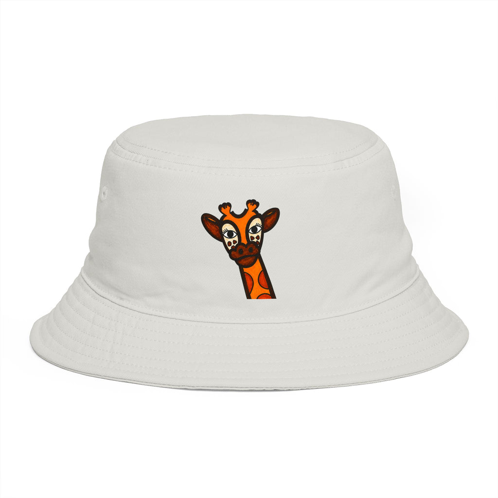 Hand-Drawn Cute Giraffe Face Bucket Hat | Playful Safari Animal Design