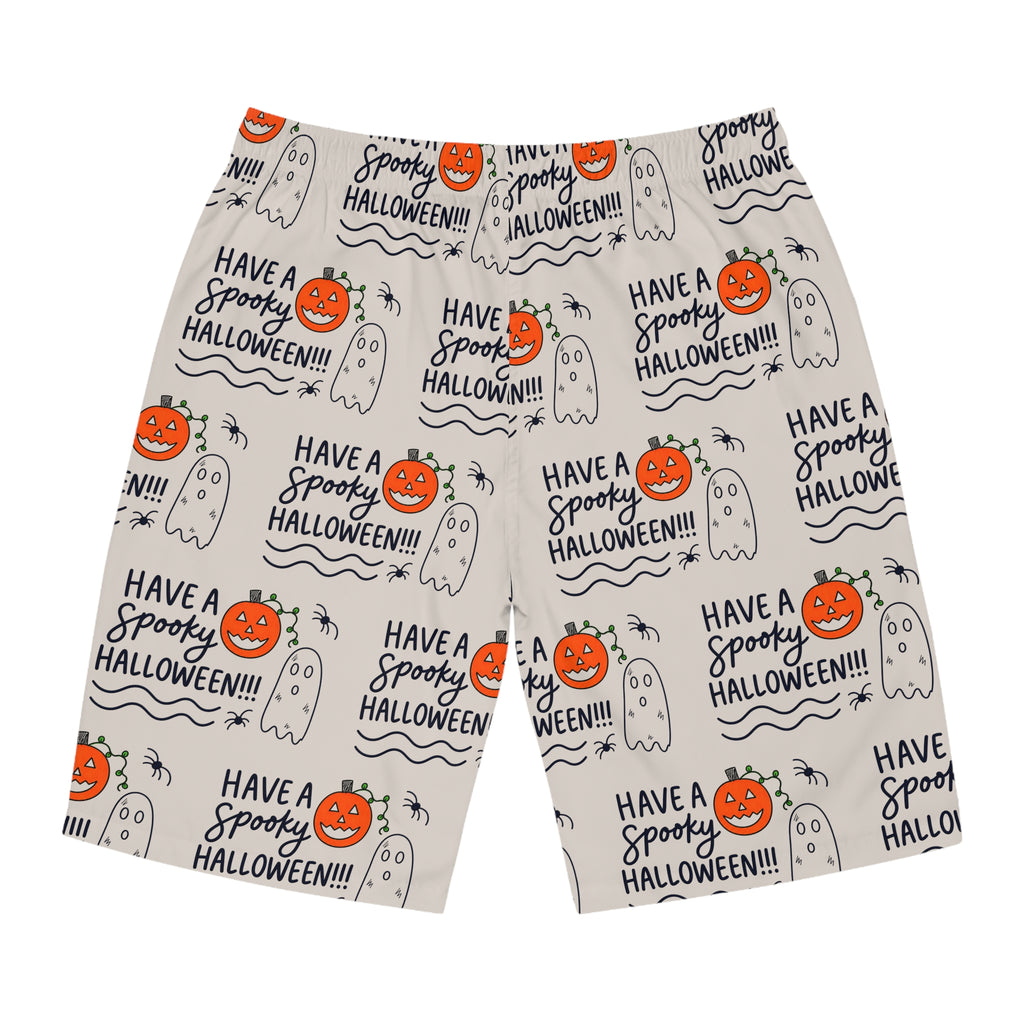 Hand-Drawn Spooky Halloween Pumpkins & Ghosts Board Shorts | Men's Board Shorts