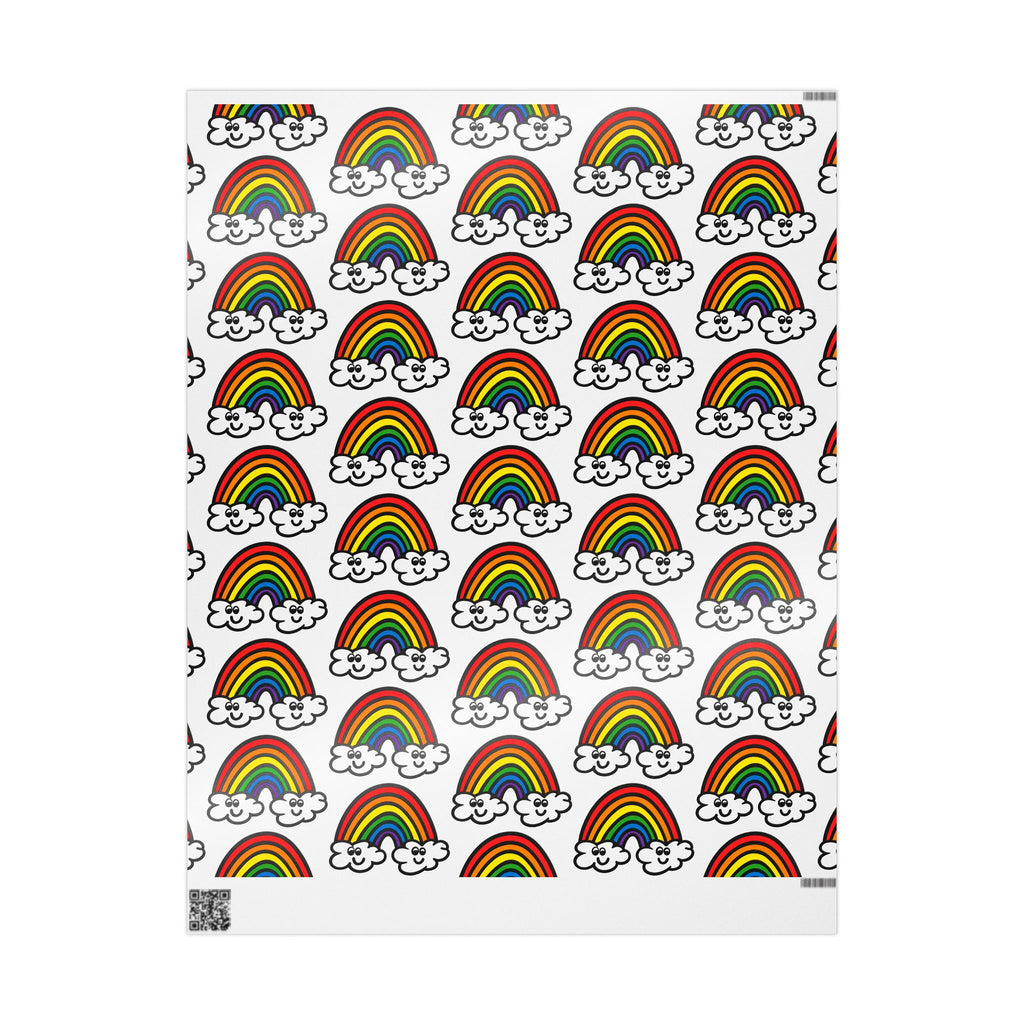 Hand-Drawn Retro Rainbow Pattern wrapping paper | Cute Cloud Rainbows Gift Wrap
