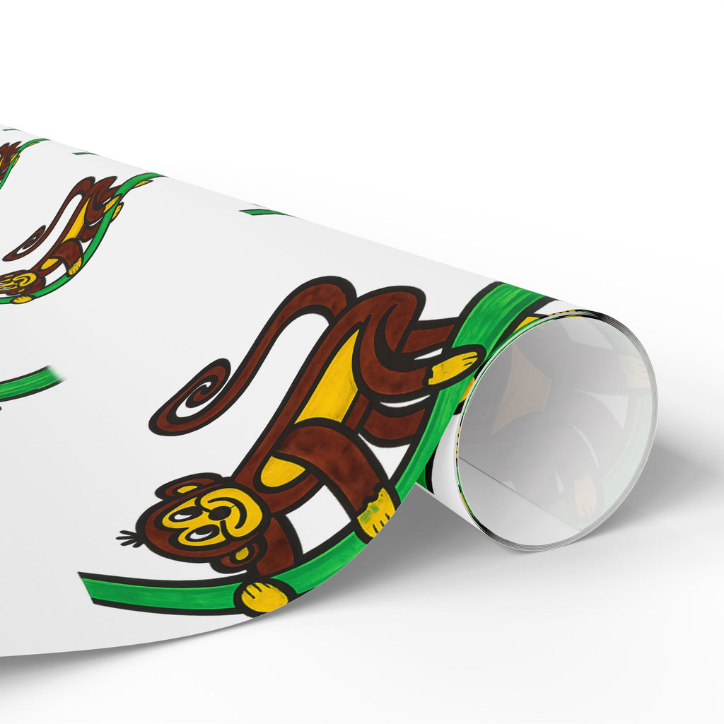 Hand-Drawn Playful Monkey Pattern Wrapping Paper | Animal Gift Wrap