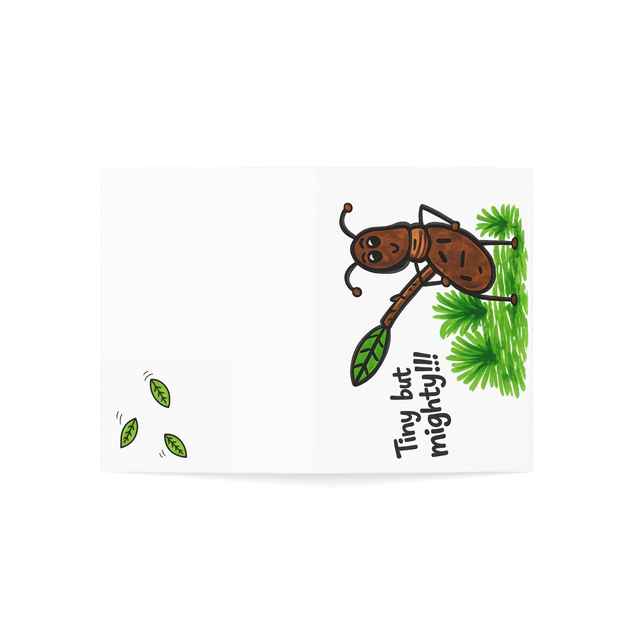 Hand-Drawn Tiny But Mighty Ant illustration Greeting Cards | Folded Note Cards, Plant Theme
