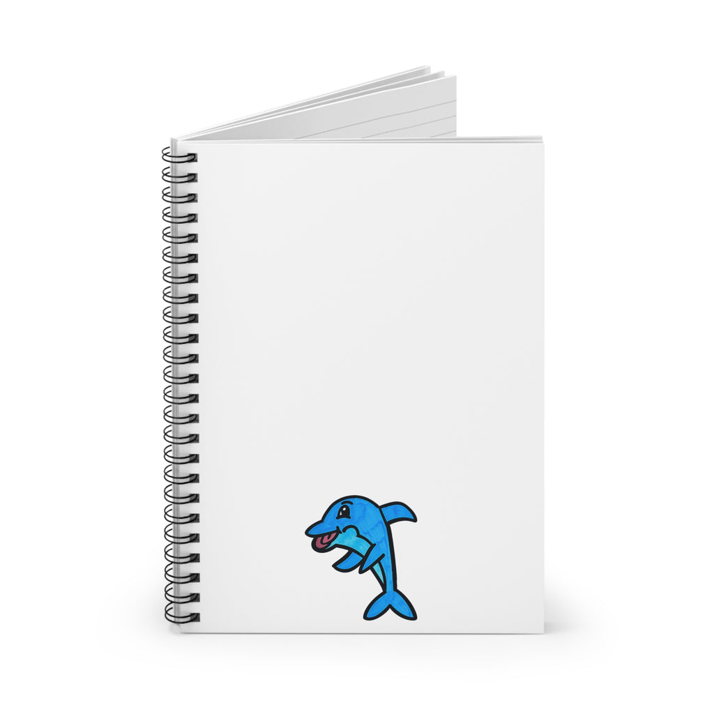 Hand-Drawn Cute Blue Dolphin Spiral Notebook | Ruled Line