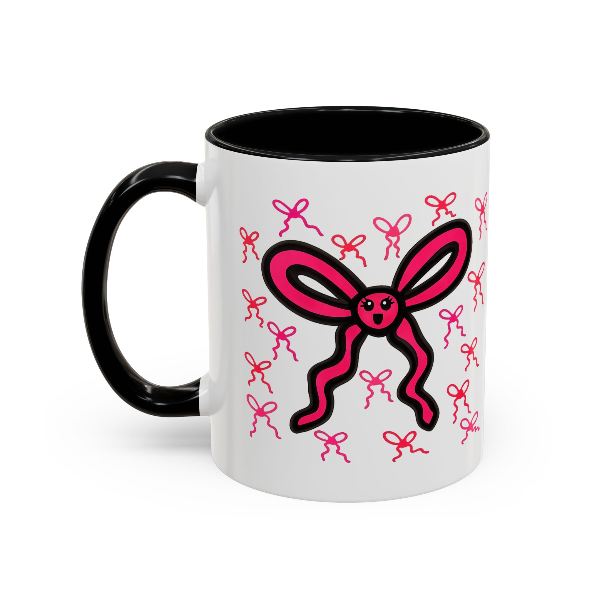 Hand-Drawn Pink Bow Bunny Mug | Accent Coffee Mug