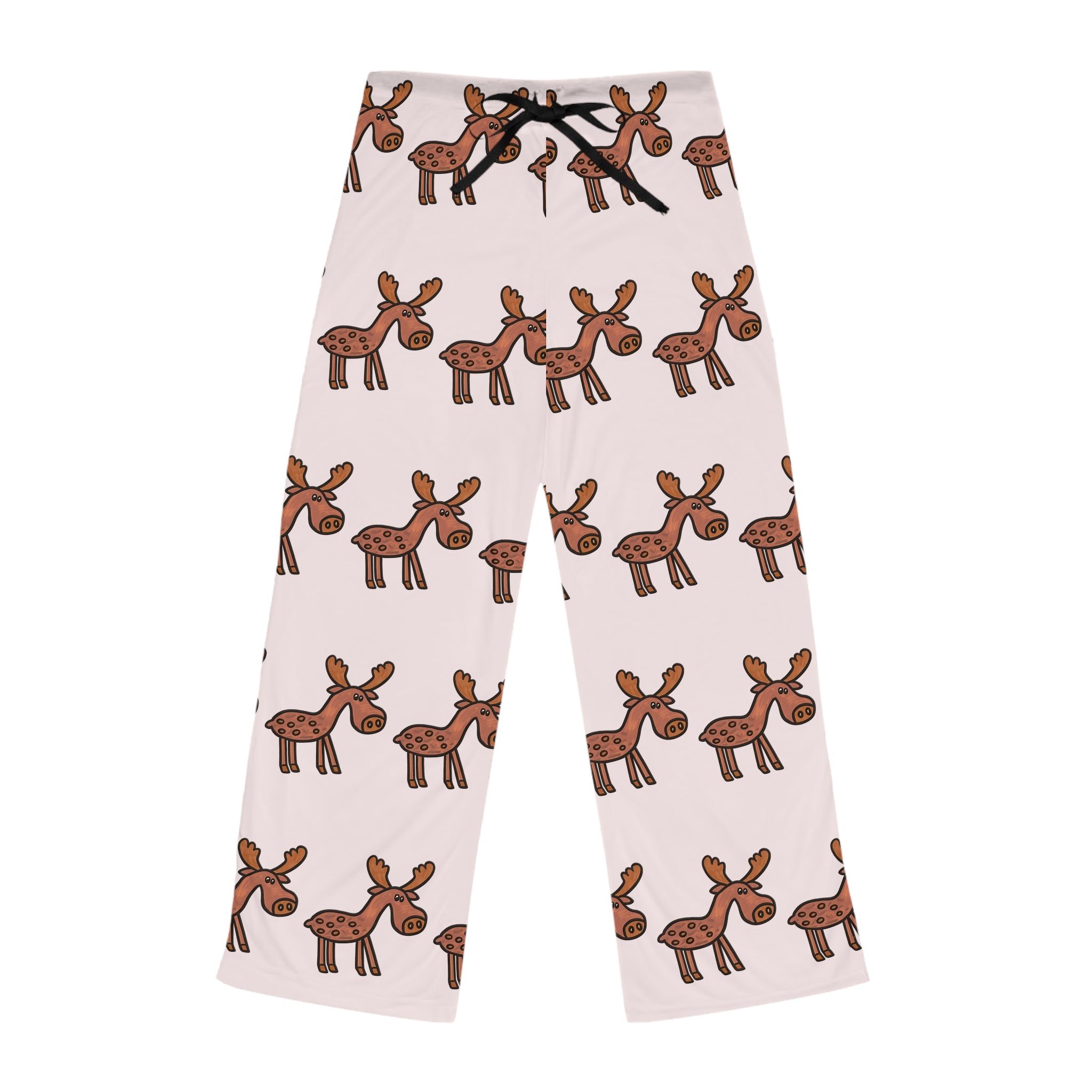 Hand-Drawn Cute Cartoon Moose Pajama Pants | All-Over Print