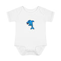 Hand-Drawn Cartoon Blue Dolphin Infant Bodysuit | Baby Onesie Ocean Animal
