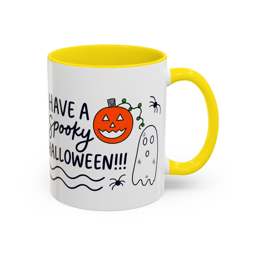 Hand-Drawn Spooky Halloween spiders ghost pumpkin Mug | Accent Coffee Mug 11oz 15oz