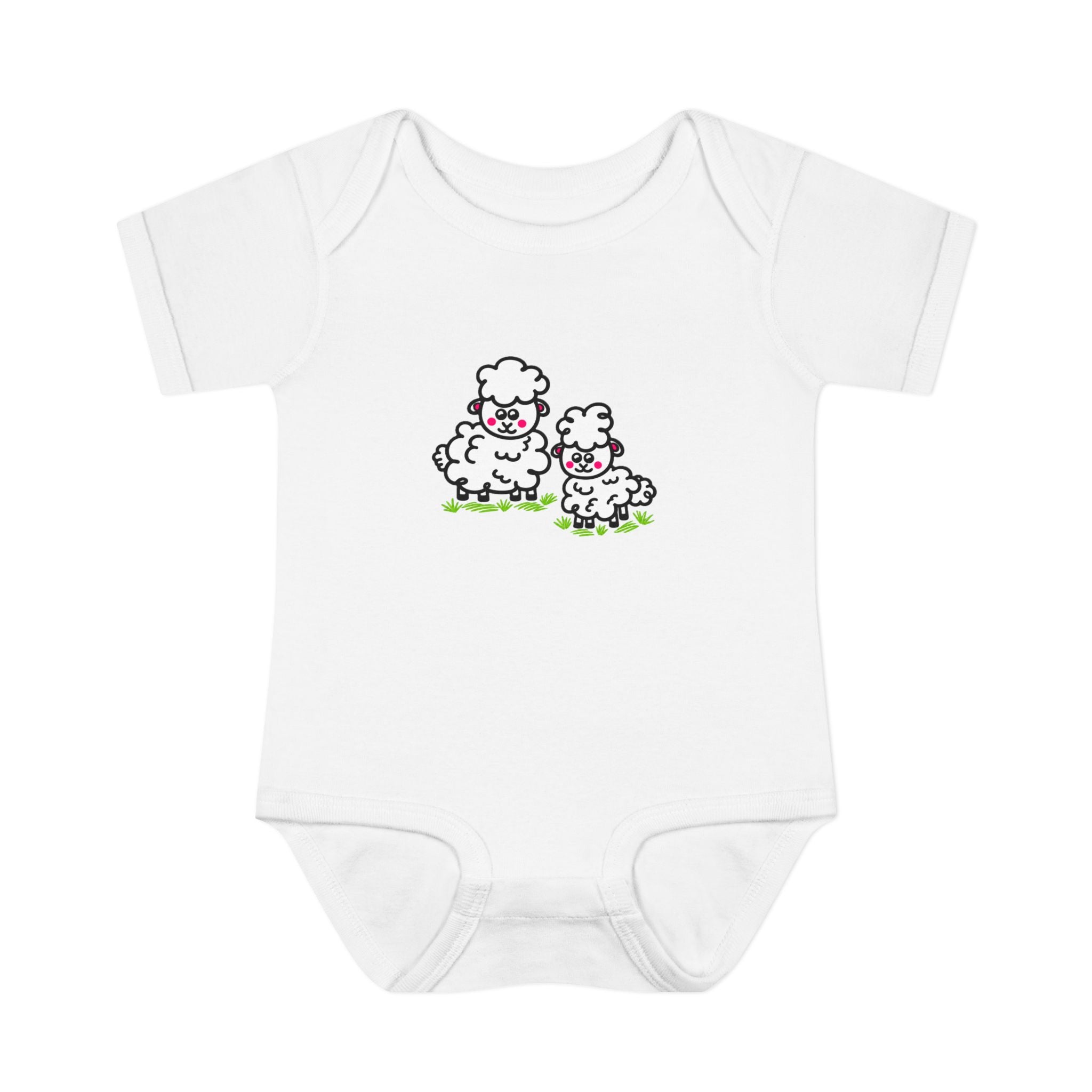 Hand-Drawn Mama and Baby Sheep Infant Bodysuit | Cute Lambs Nursery