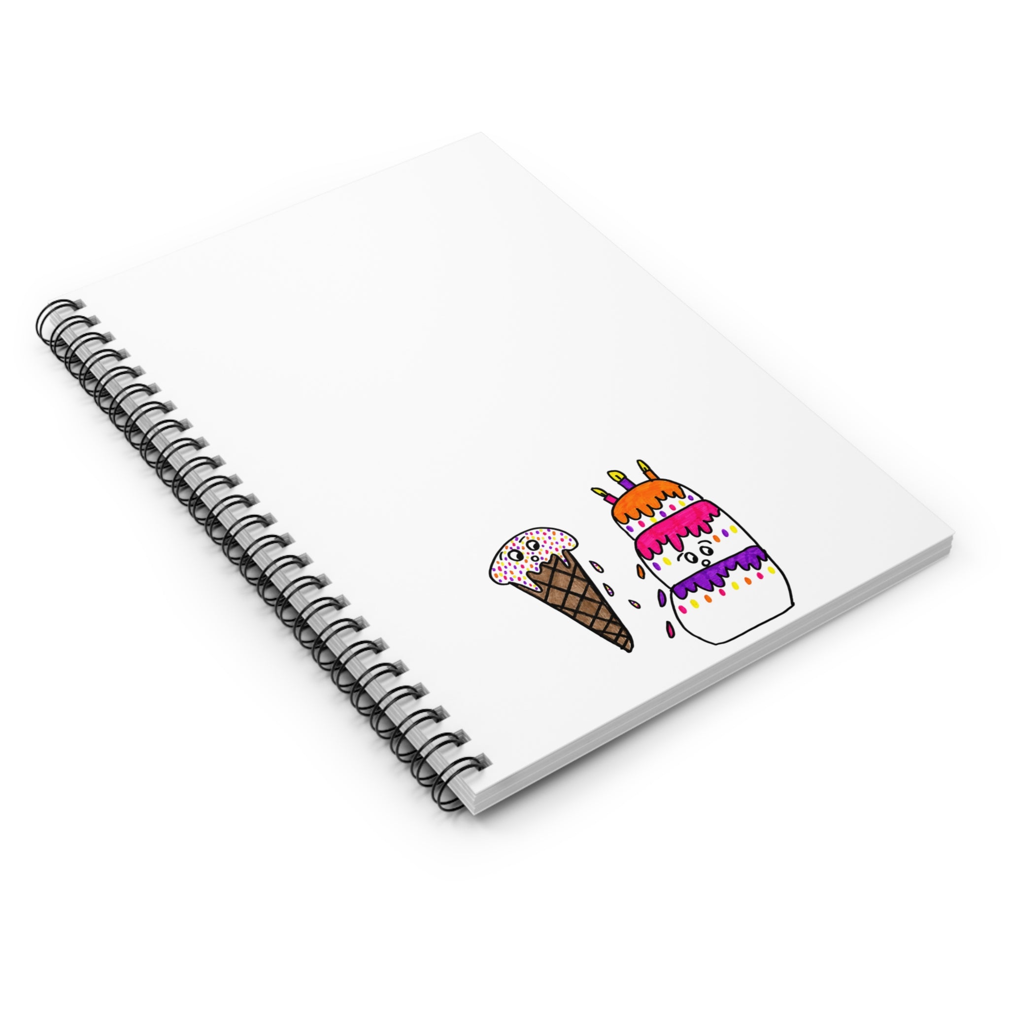 Hand-Drawn Ice Cream Cone & Sundae Spiral Notebook | Ruled Journal