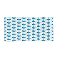Hand-Drawn Blue Manta Ray Pattern Beach Towel | Tropical Ocean Sea Life