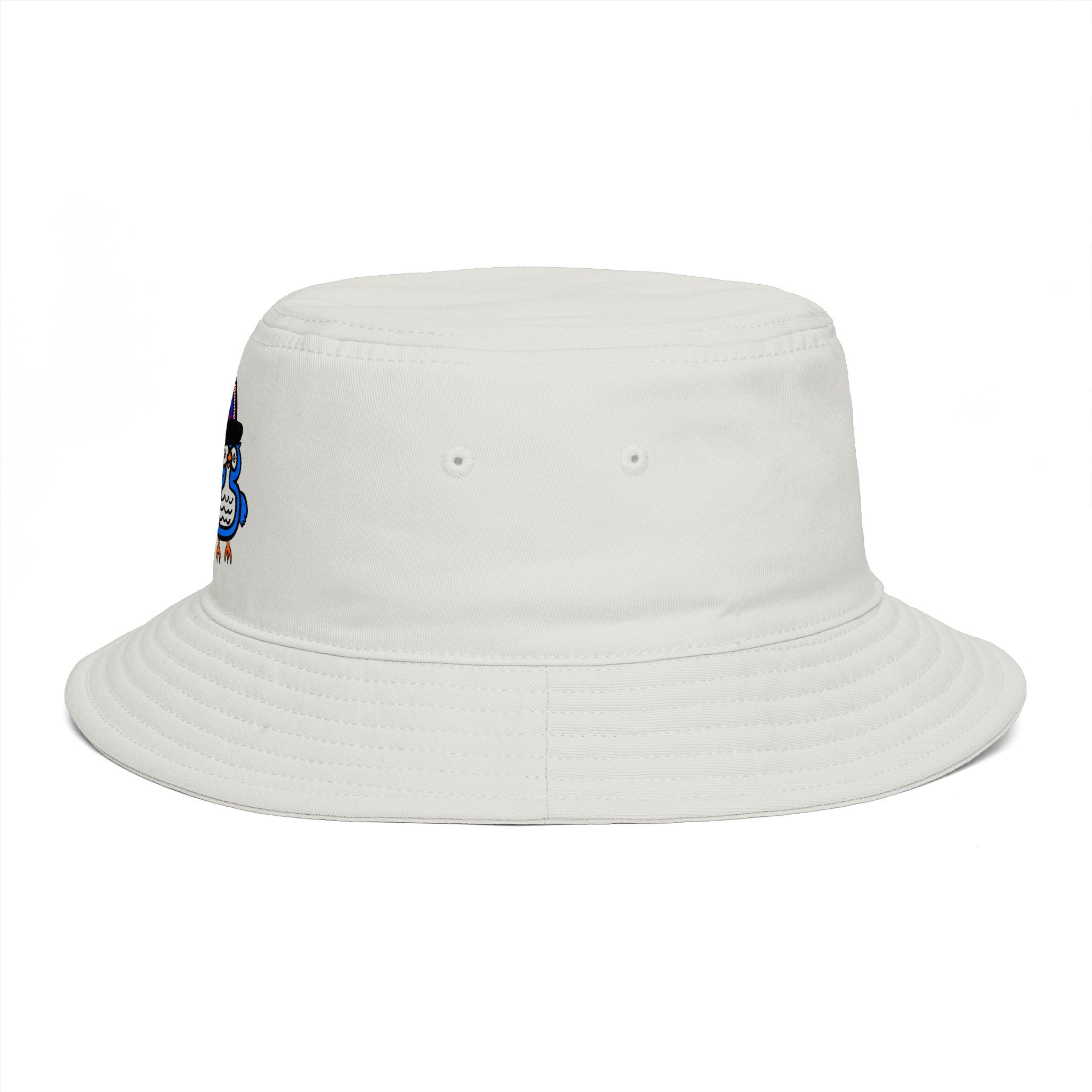 Hand-Drawn Patriotic Owls Bucket Hat | USA Flag Top Hat