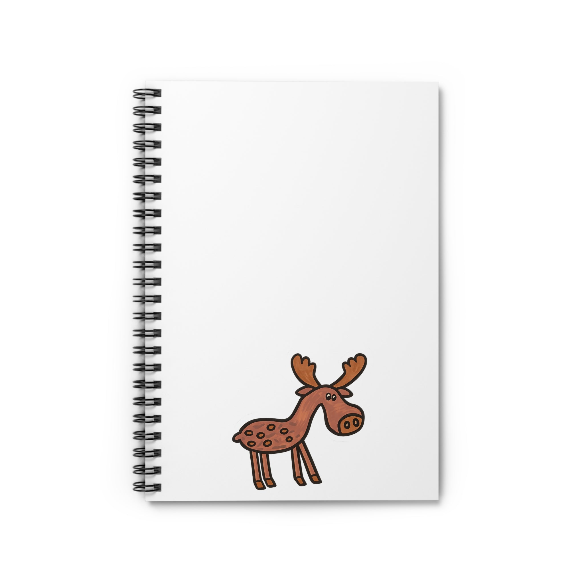 Hand-Drawn Cute Cartoon Moose Spiral Notebook | Ruled Journal