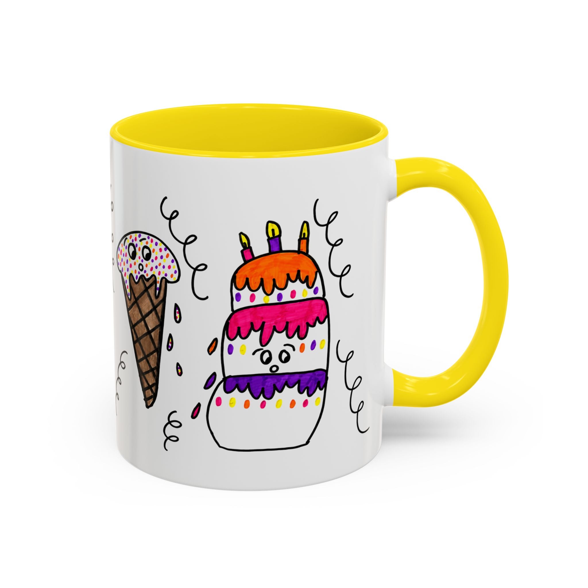 Hand-Drawn Cute Doodle Ice Cream & Cake Mug | Accent Coffee Mug