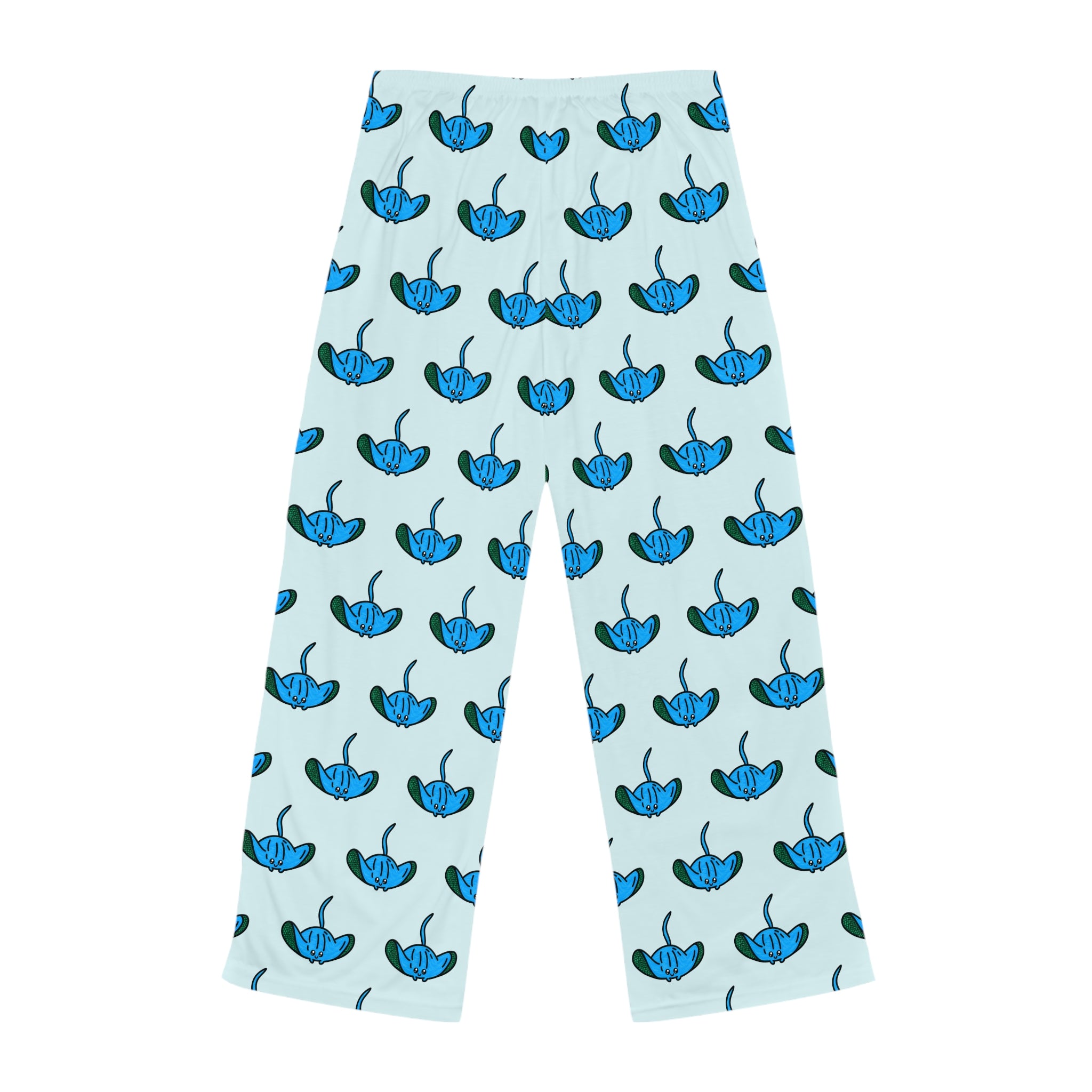 Hand-Drawn Blue Stingray Pattern Pajama Pants | All-Over Print Loungewear