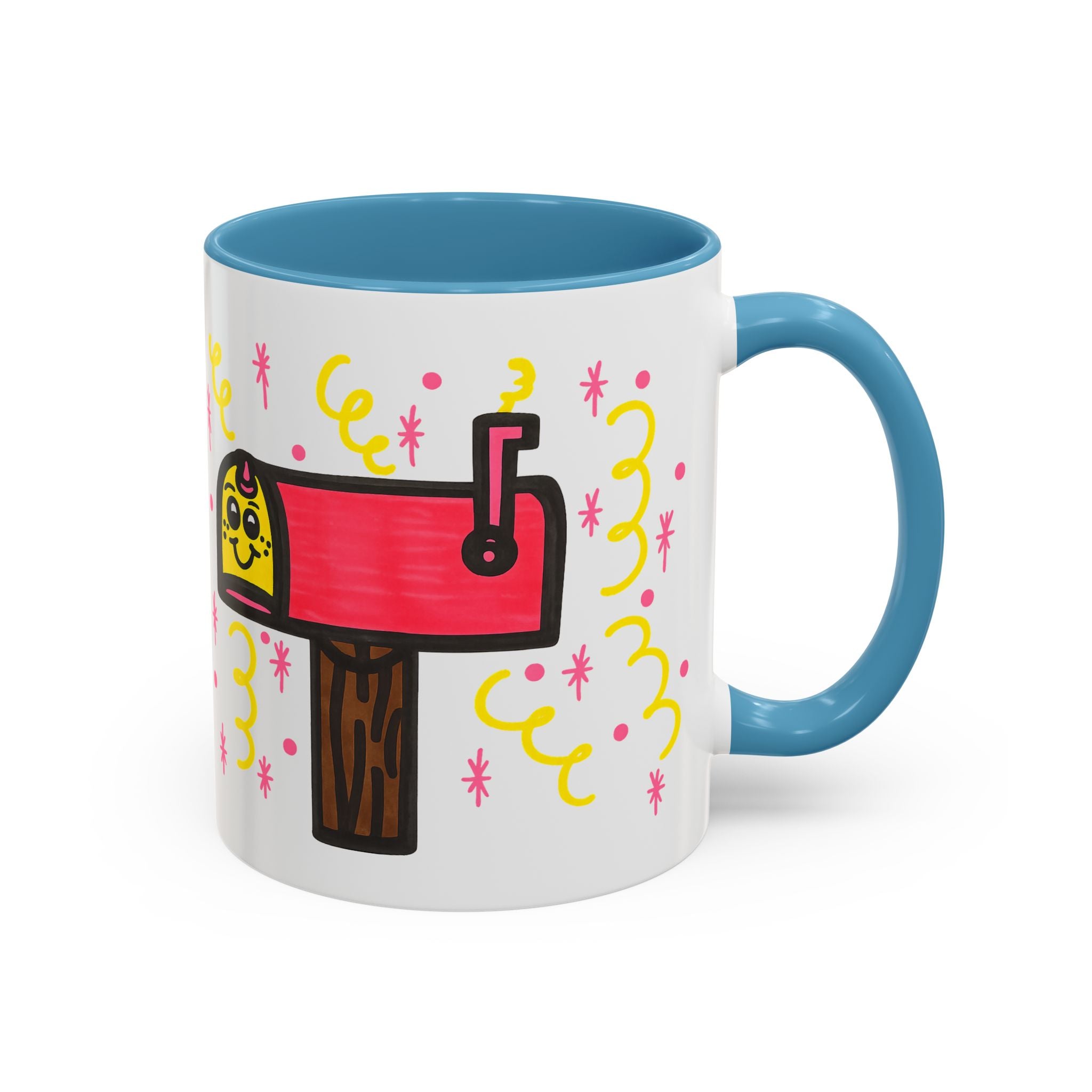 Hand-Drawn Cute Smiling Mailbox Mug | Accent Coffee Mug