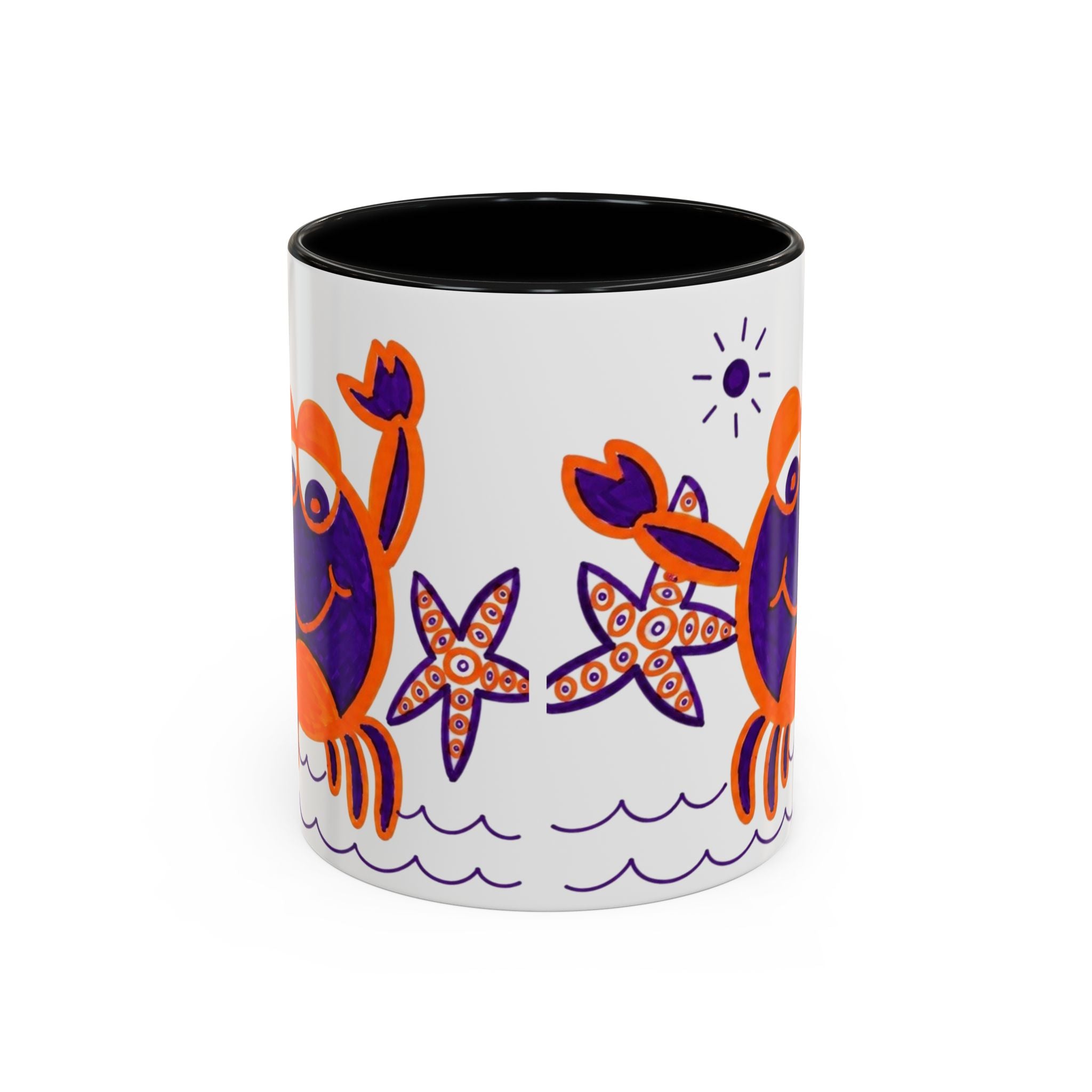 Hand-Drawn Playful Purple Orange Crab mug | Accent Coffee Mug