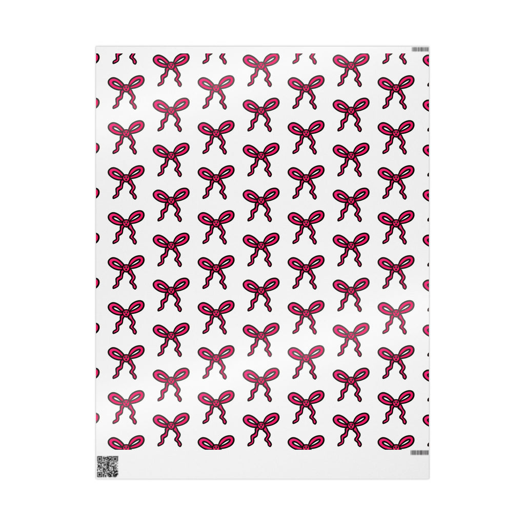 Hand-Drawn Pink Bow Pattern Wrapping Paper | Ribbon Repeat Holiday Gift Wrap