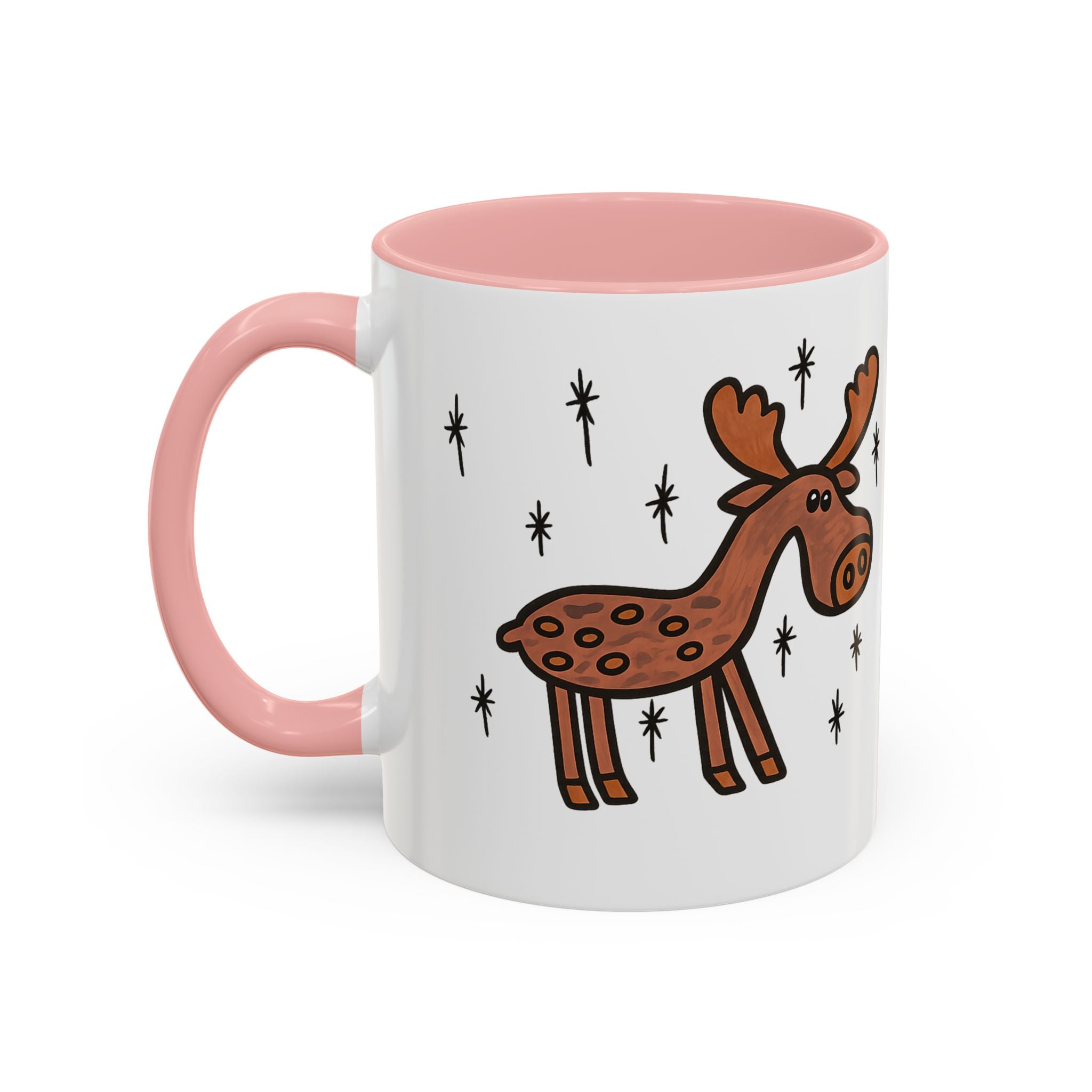Hand-Drawn Retro Woodland Moose Mug | Accent Coffee Mug 11oz 15oz