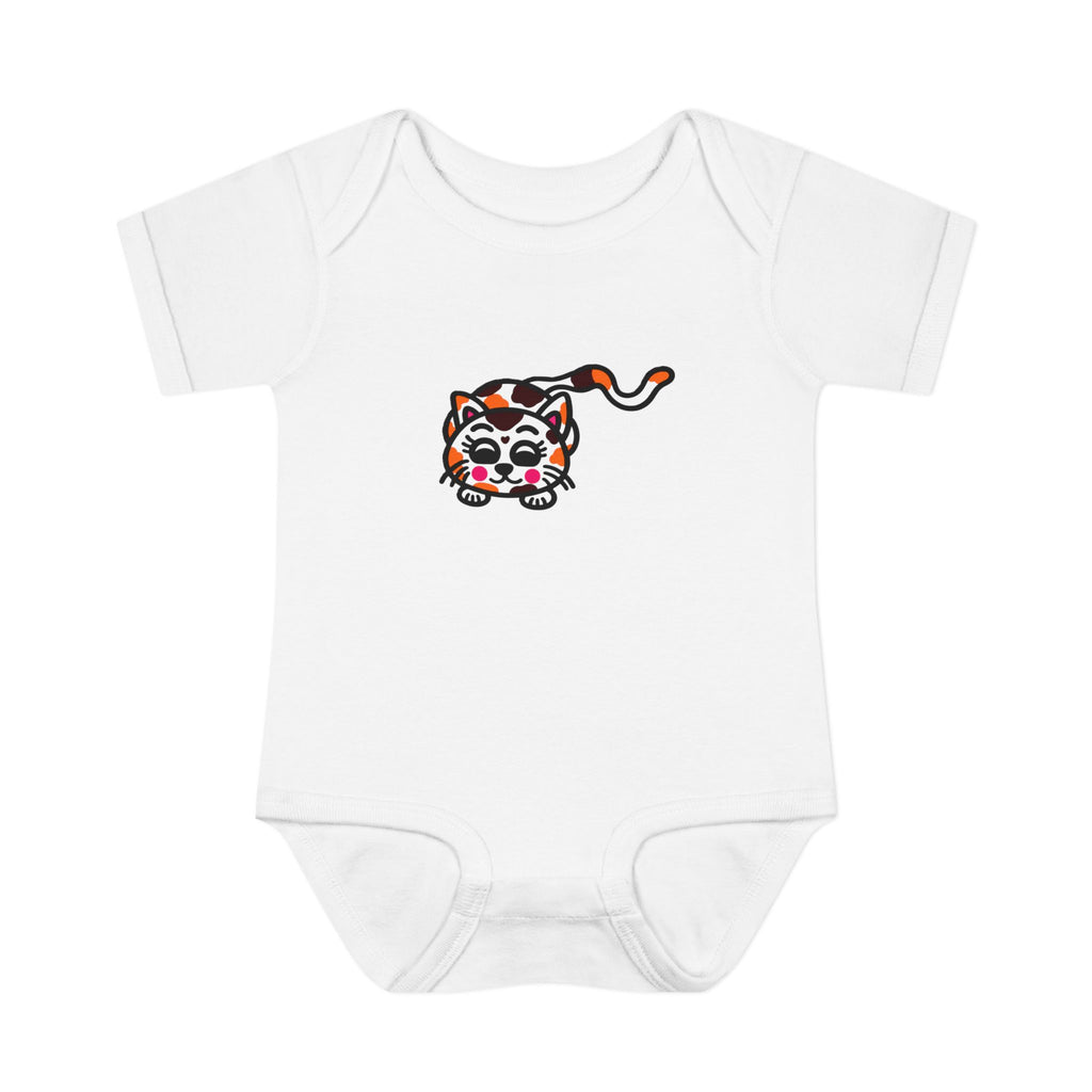 Hand-Drawn Cute Calico Cat Infant Bodysuit | Cute Kitten Baby Onesie
