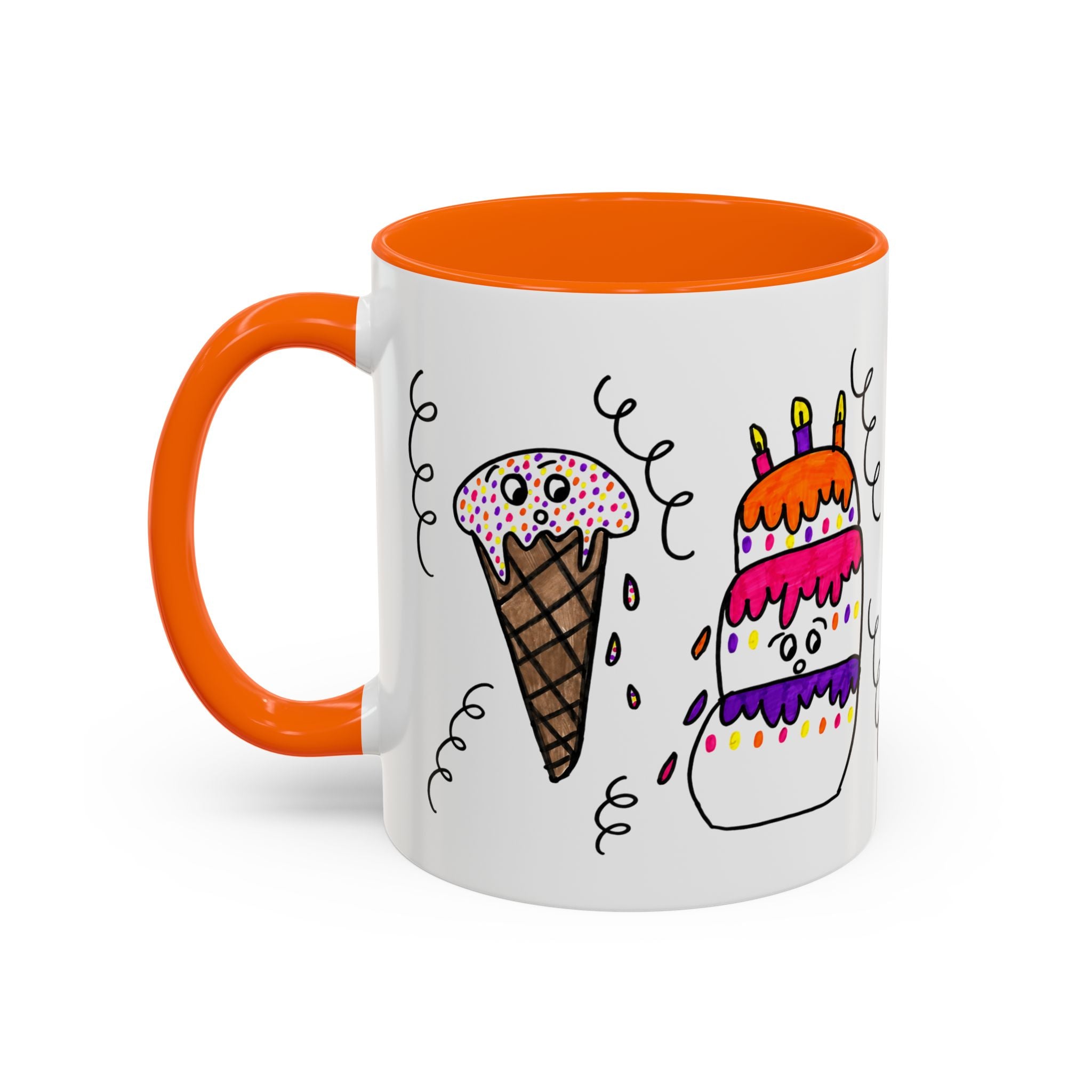 Hand-Drawn Cute Doodle Ice Cream & Cake Mug | Accent Coffee Mug