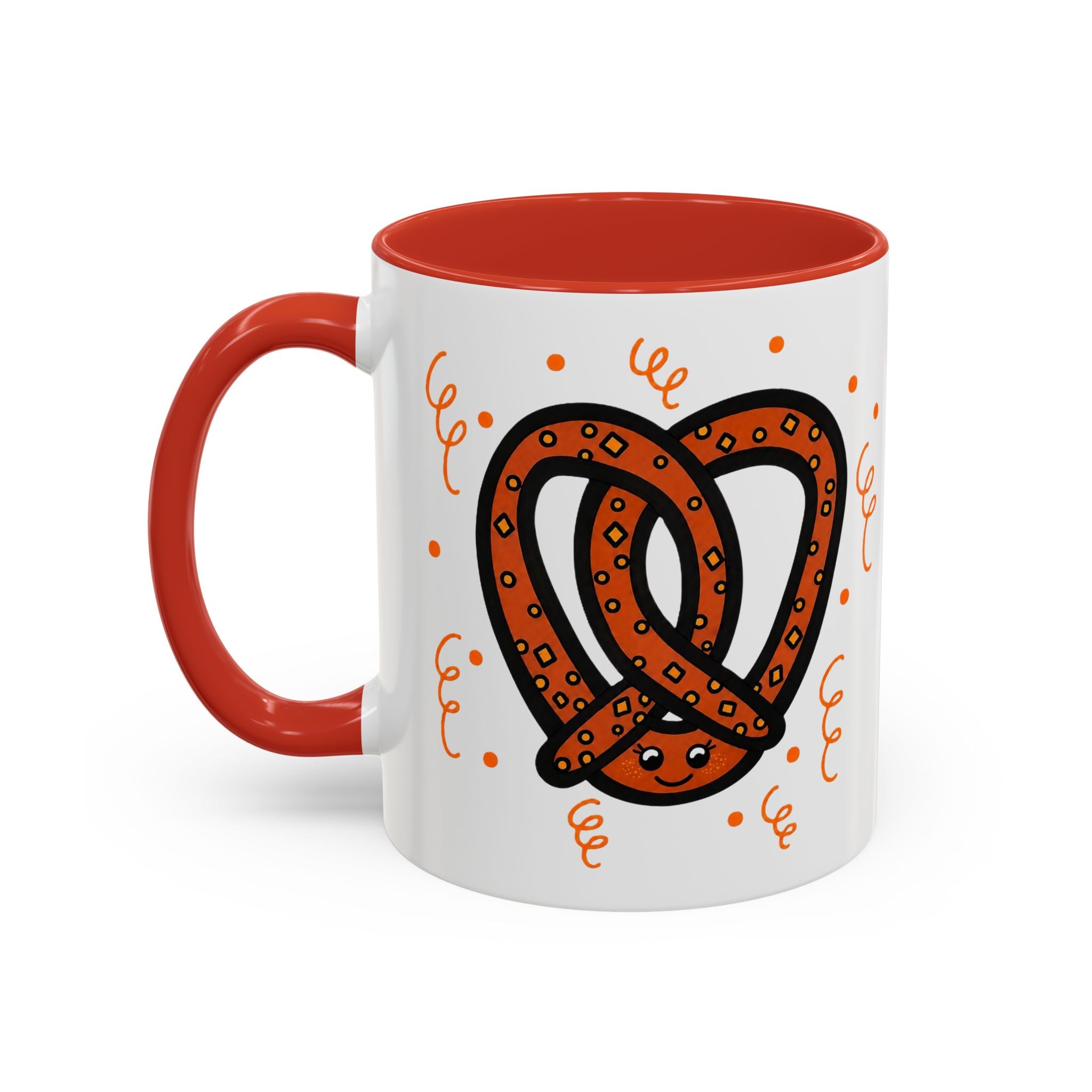 Hand-Drawn Orange Pattern Pretzel mug | Accent Coffee Mug 11oz 15oz